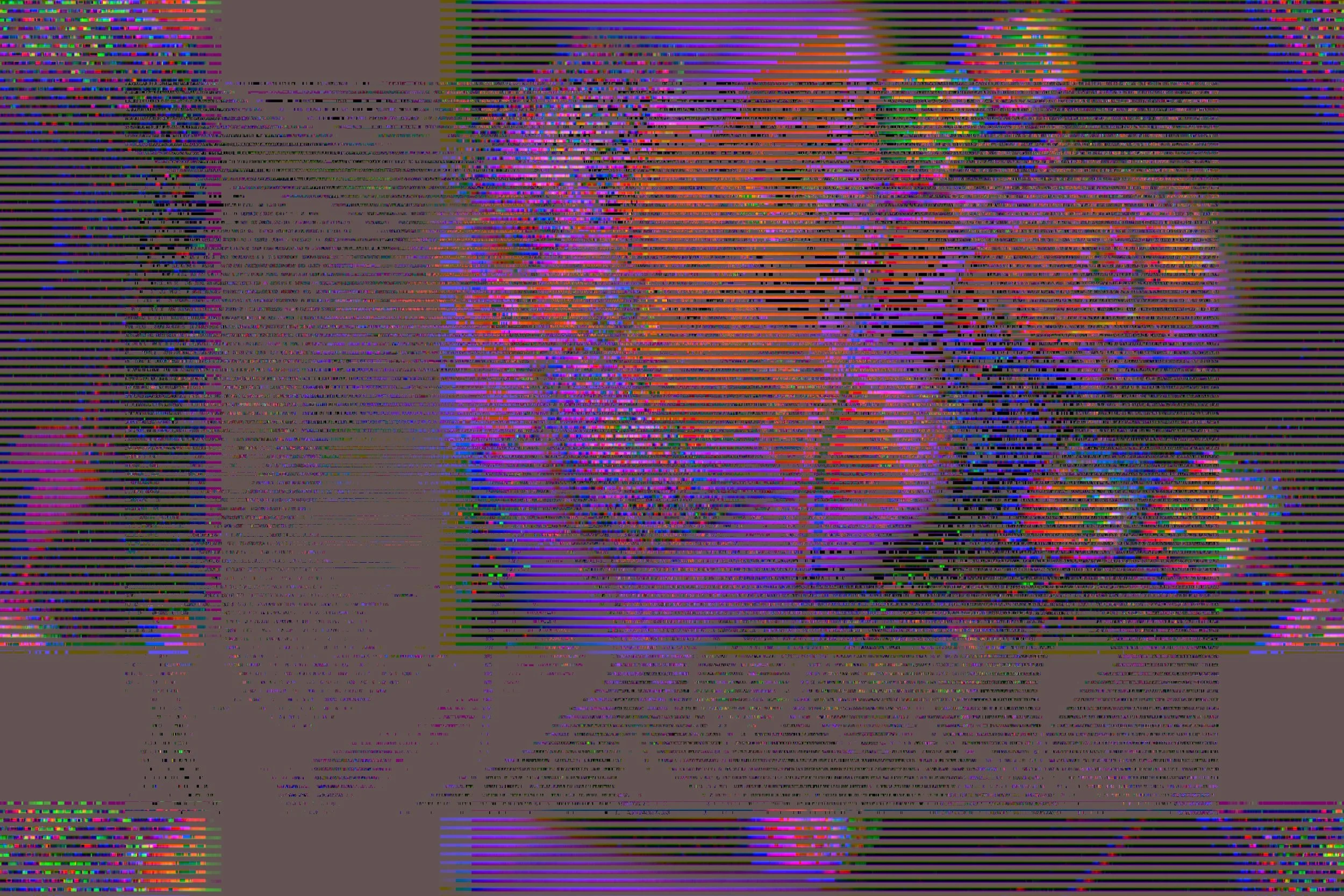 Colorful abstract artwork with vibrant pink, purple, orange, green, and blue floral patterns and supporting decorative elements.