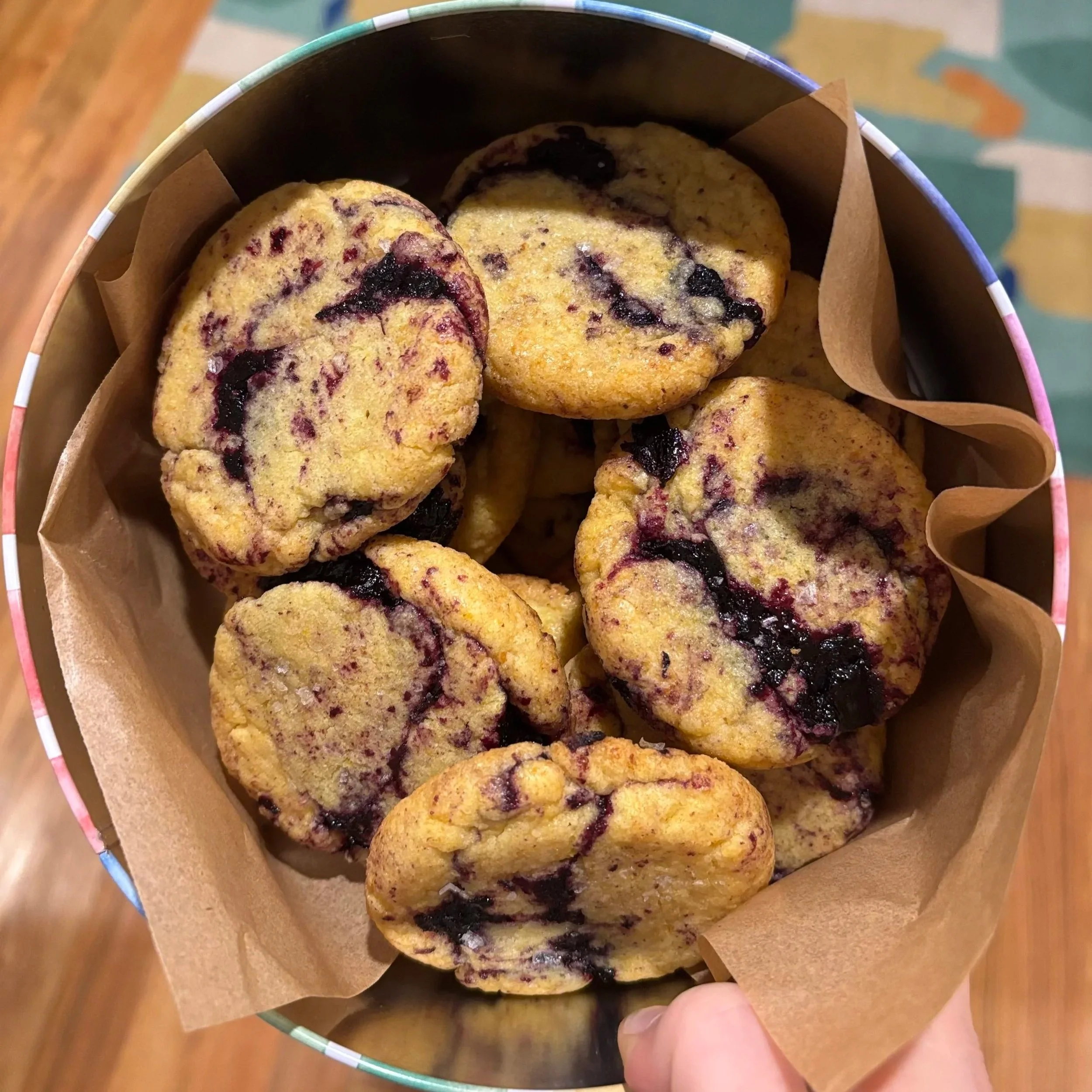 Blueberry corn cookies
