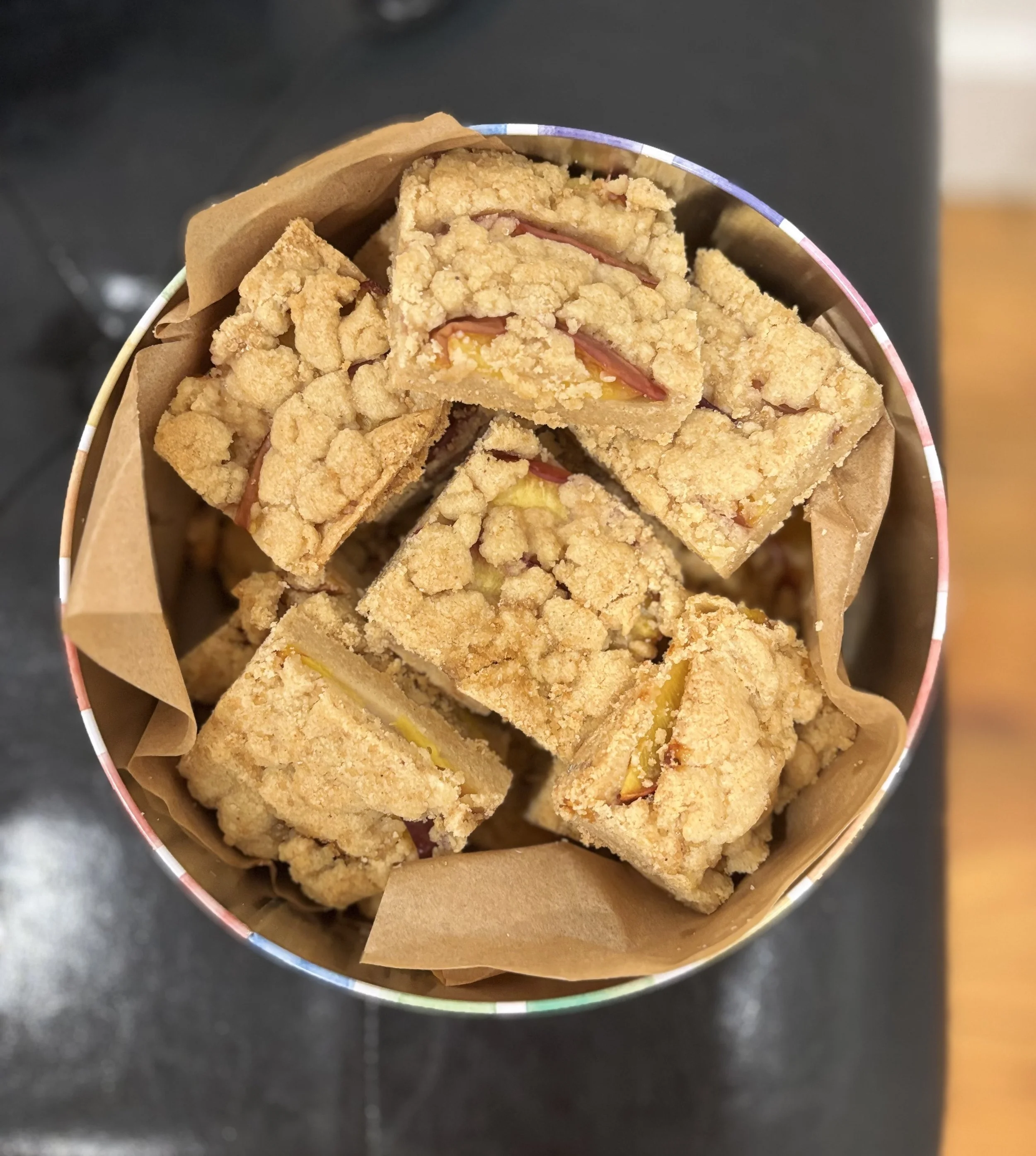 Brown butter peach shortbread