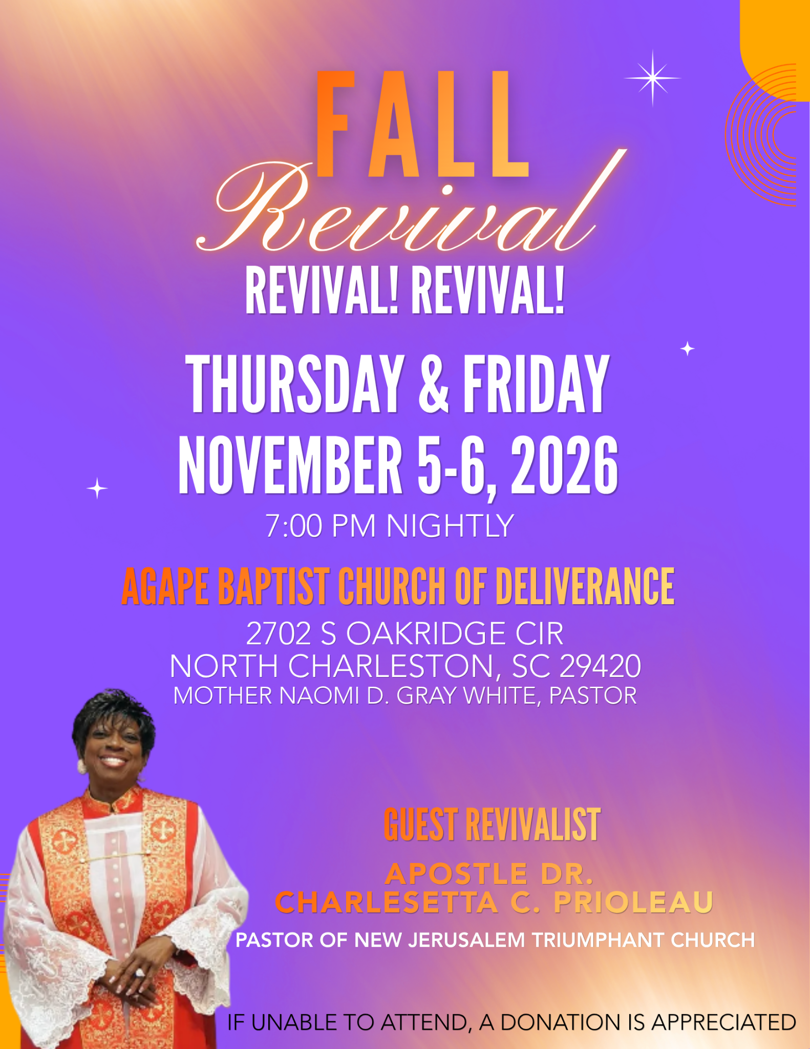 Apostle’s Itinerary: Fall Revival