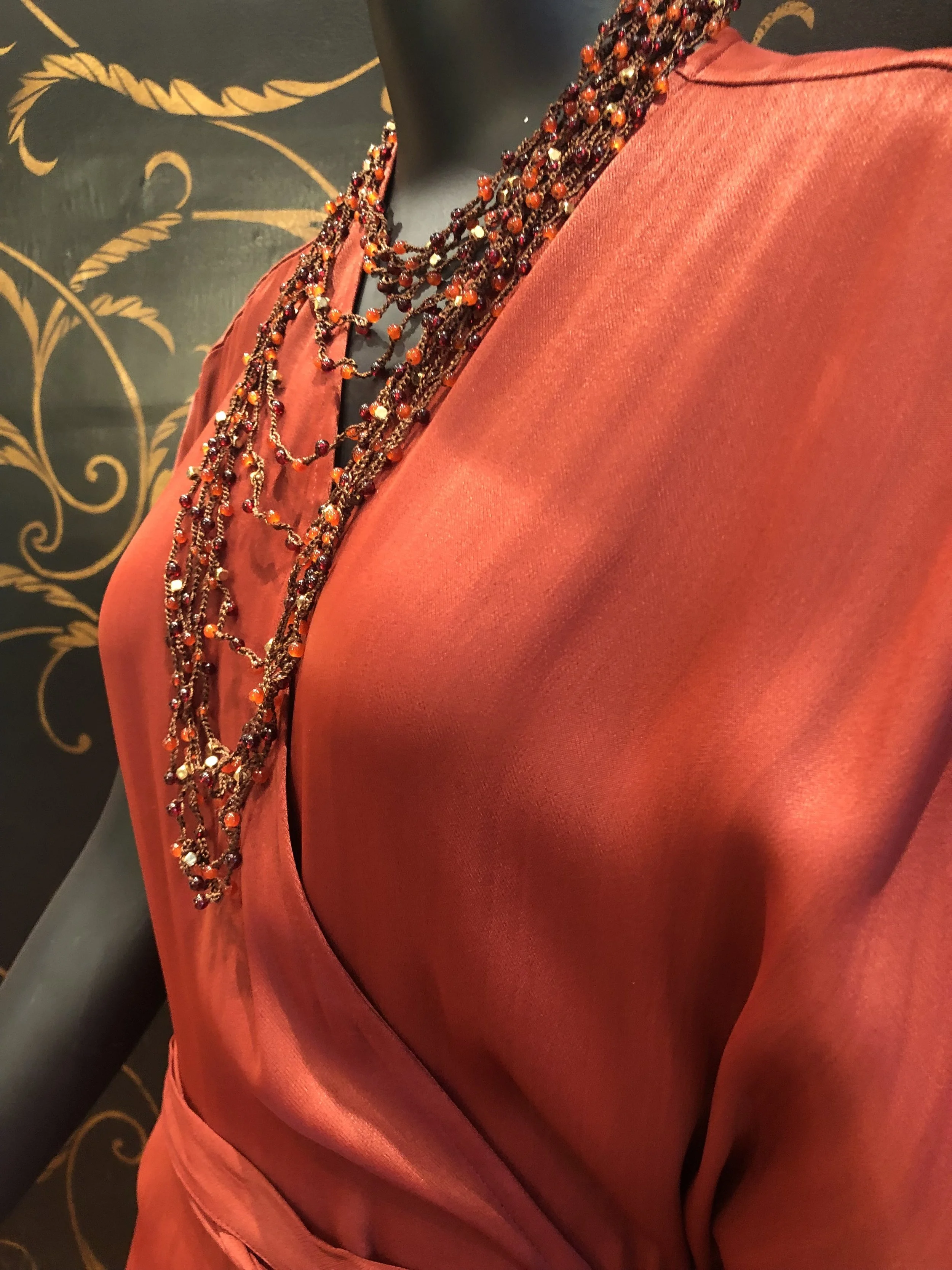 Palazzo 'Wrap Dress' Rayon in Burnt Red