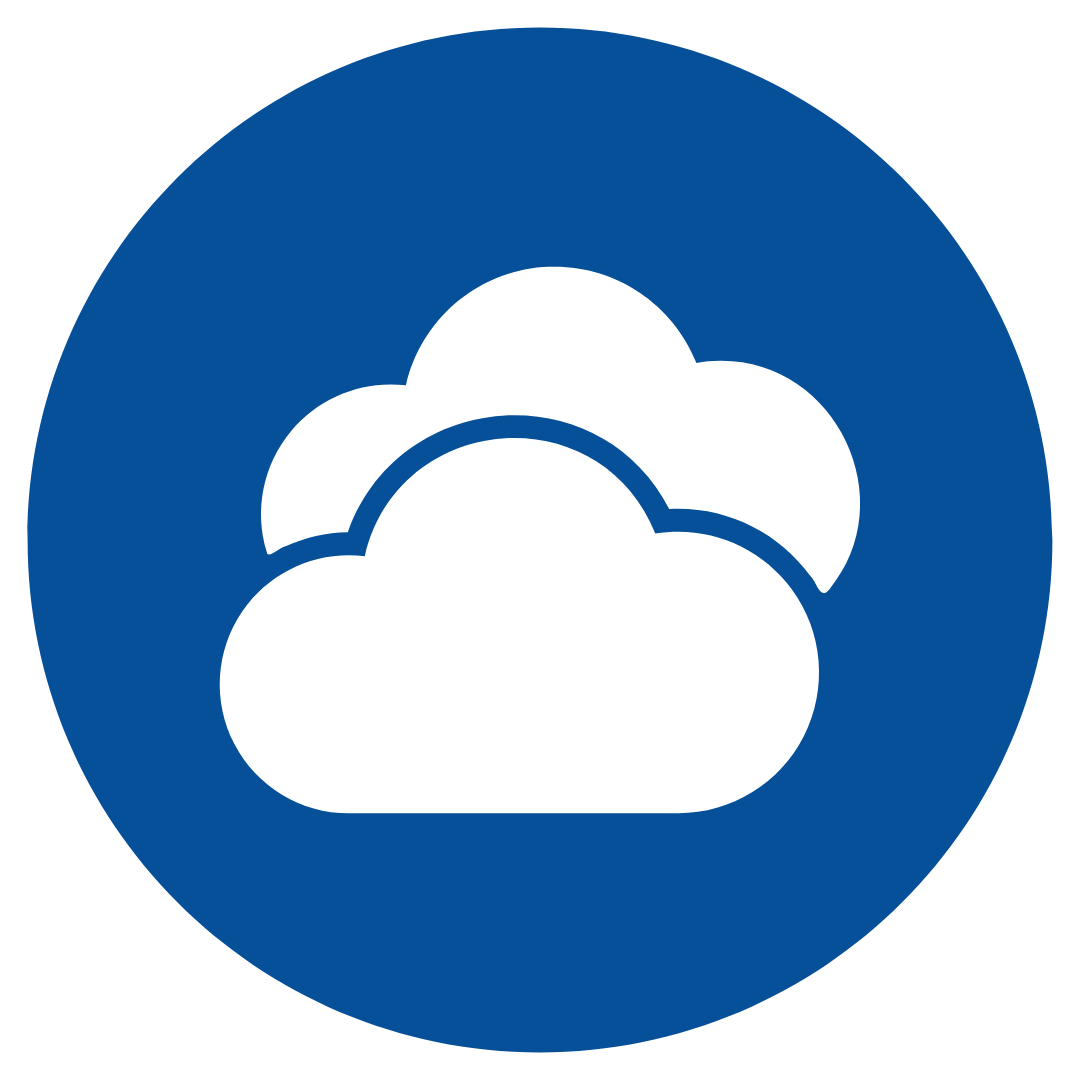 Cloud icon inside a blue circle