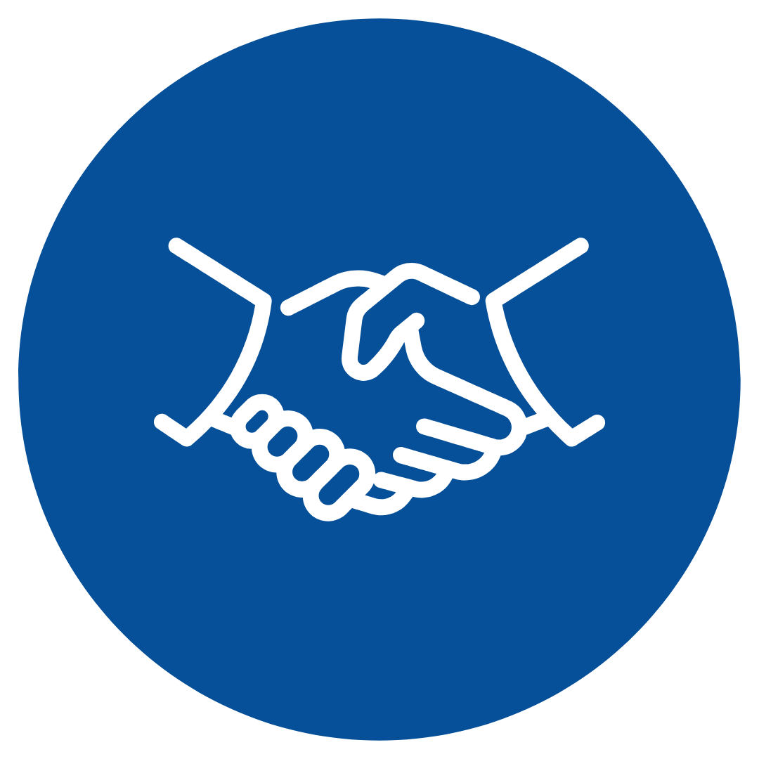 Icon of two hands shaking, symbolizing agreement or partnership.