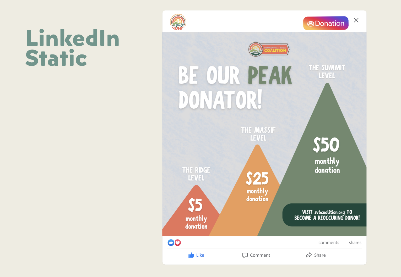 LinkedIn Donation Push