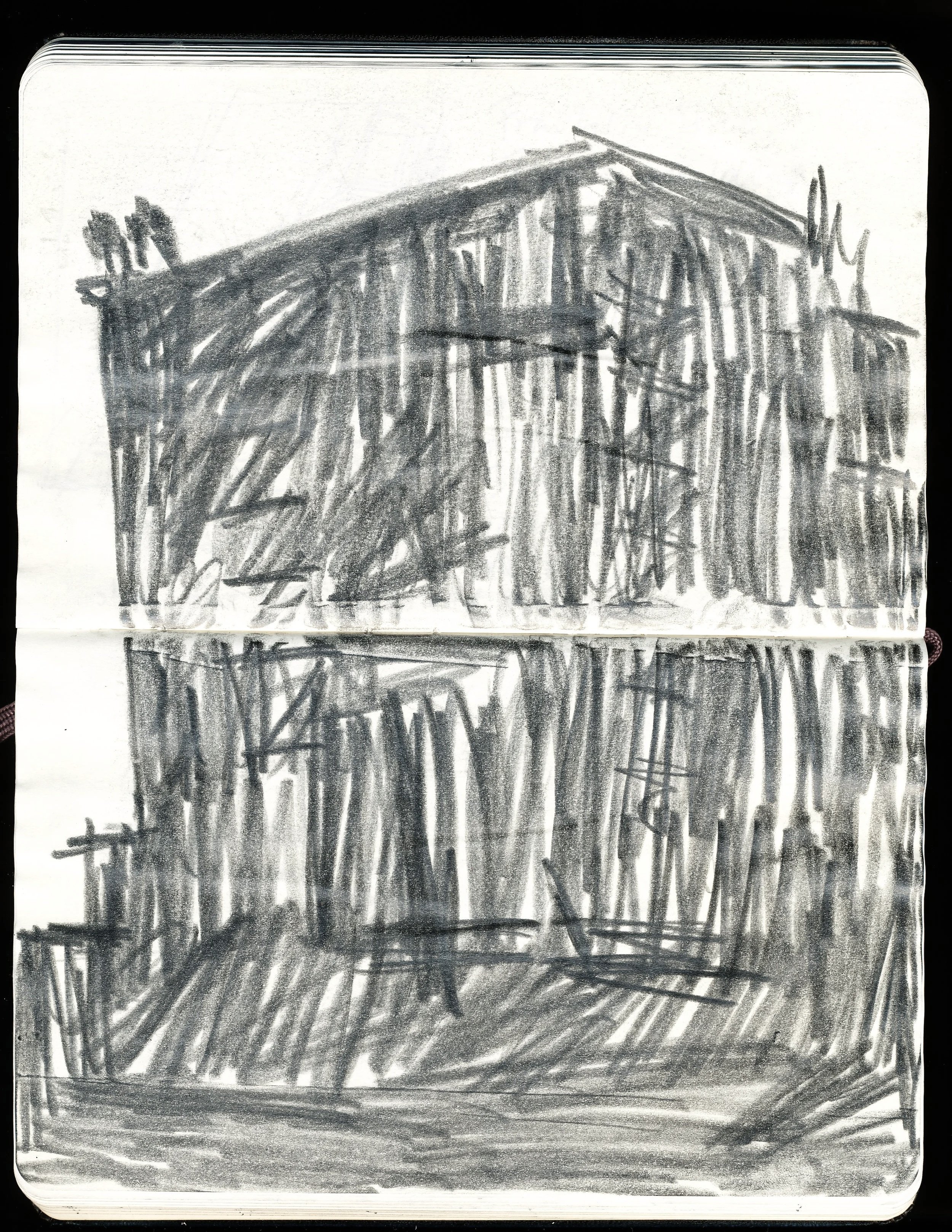 'After the Fire (600 W 146)', 2012, Sketchbook, graphite, 8.5 x 11 inches