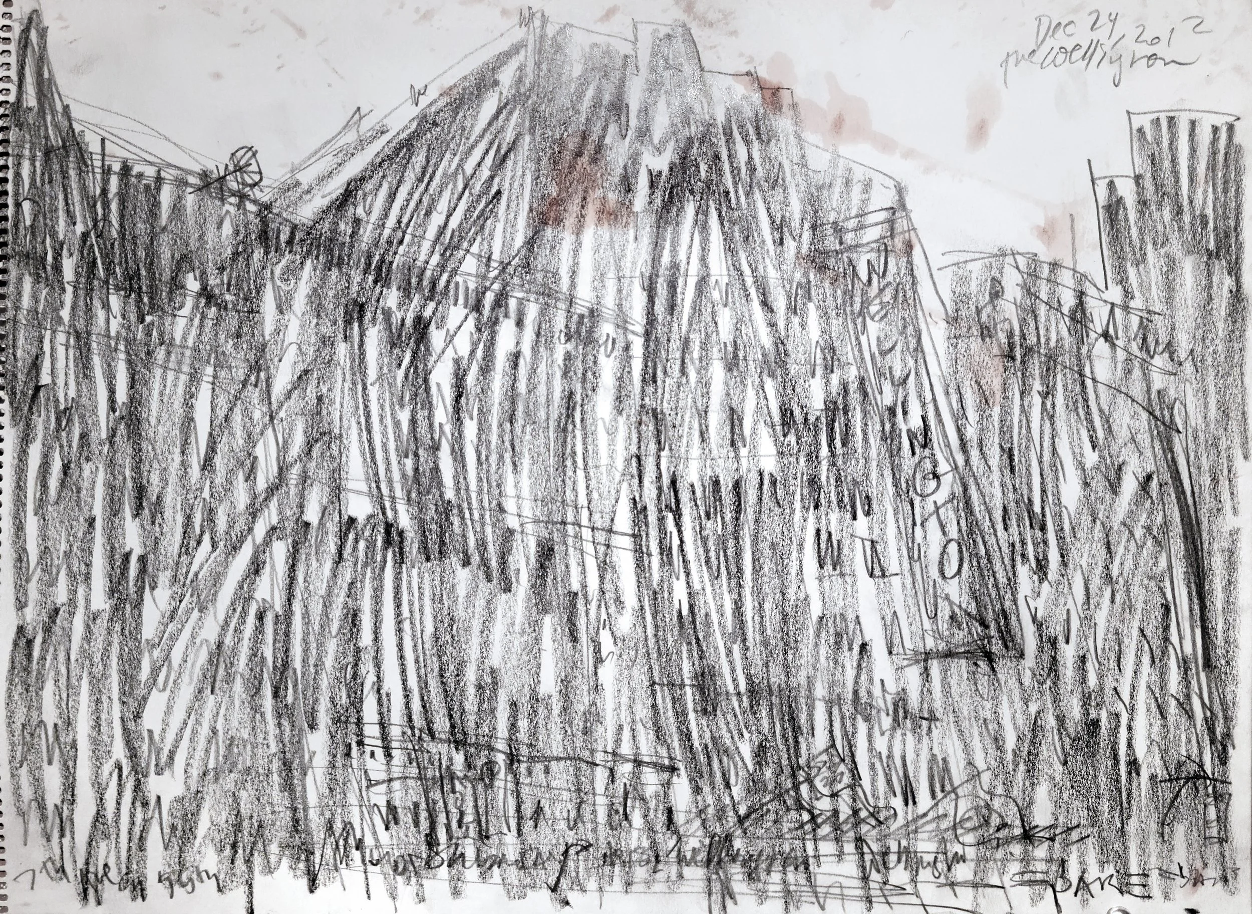 'After the Fire (Hotel Wellington)' 2012, Graphite on paper, 24 x 18 inches