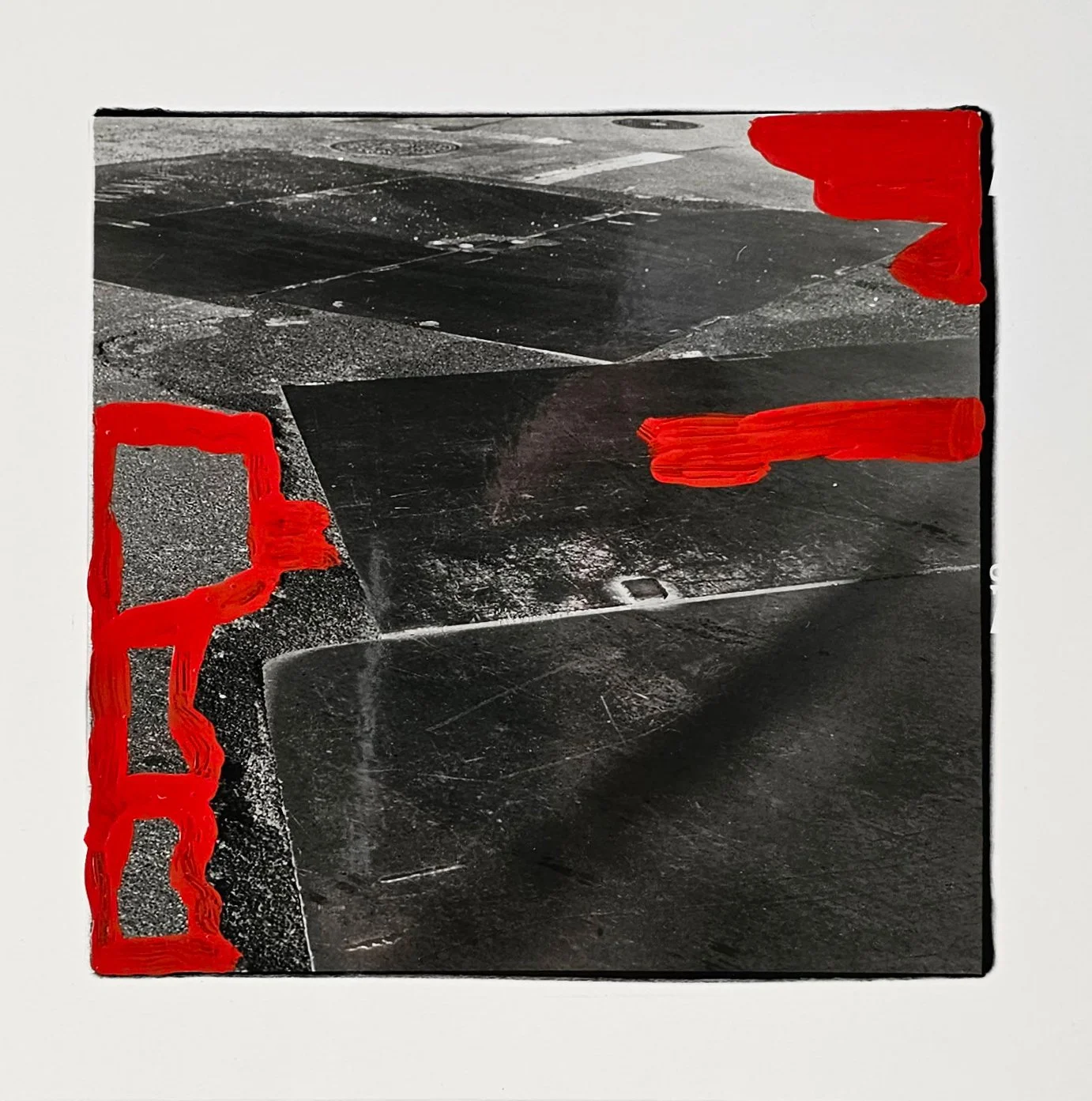 'Manhattan Steel Plates' 2008-2023, Enamel on hand printed fiber print from 6x6 Rolleiflex