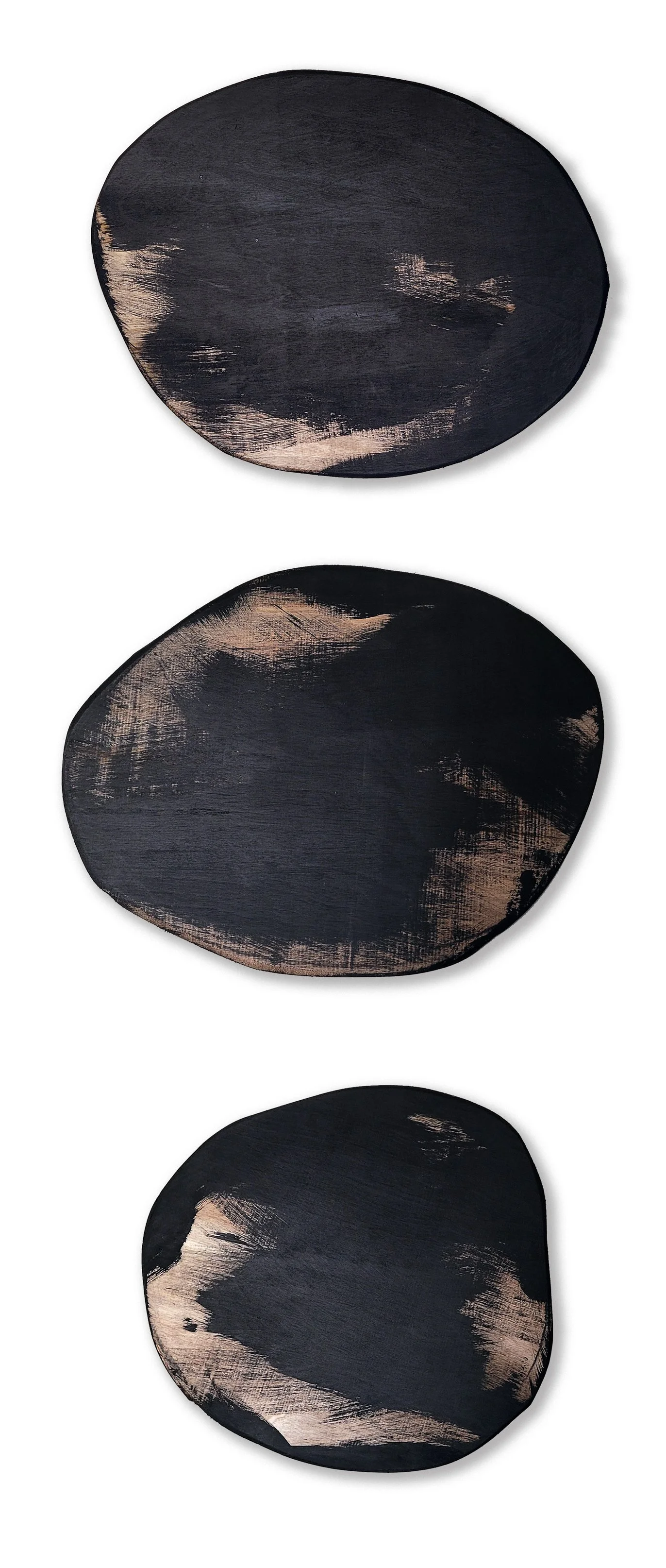 'Rubycon' 2021, Acrylic, Graphite on wood panel, Triptych approx. 16 x 36 inches