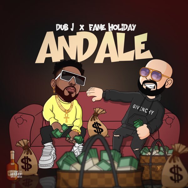 Cartoon illustration of two men sitting on a red couch surrounded by piles of cash and money bags with dollar signs. One man is wearing sunglasses, a yellow shirt, and gold jewelry; the other is bald, has a beard, and is wearing sunglasses and a blac