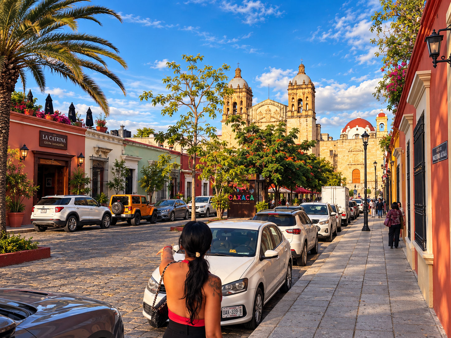 The towers of the Templo de Santo Domingo de Guzman rising above the colonial streets of Oaxaca City