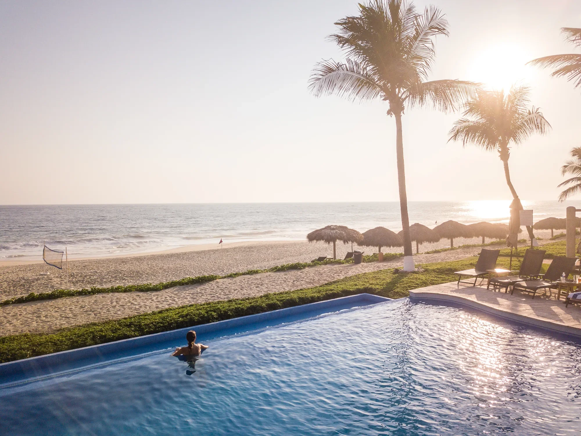 Infinity-edge pool overlooking the beach at Vivo Resorts, Puerto Escondido