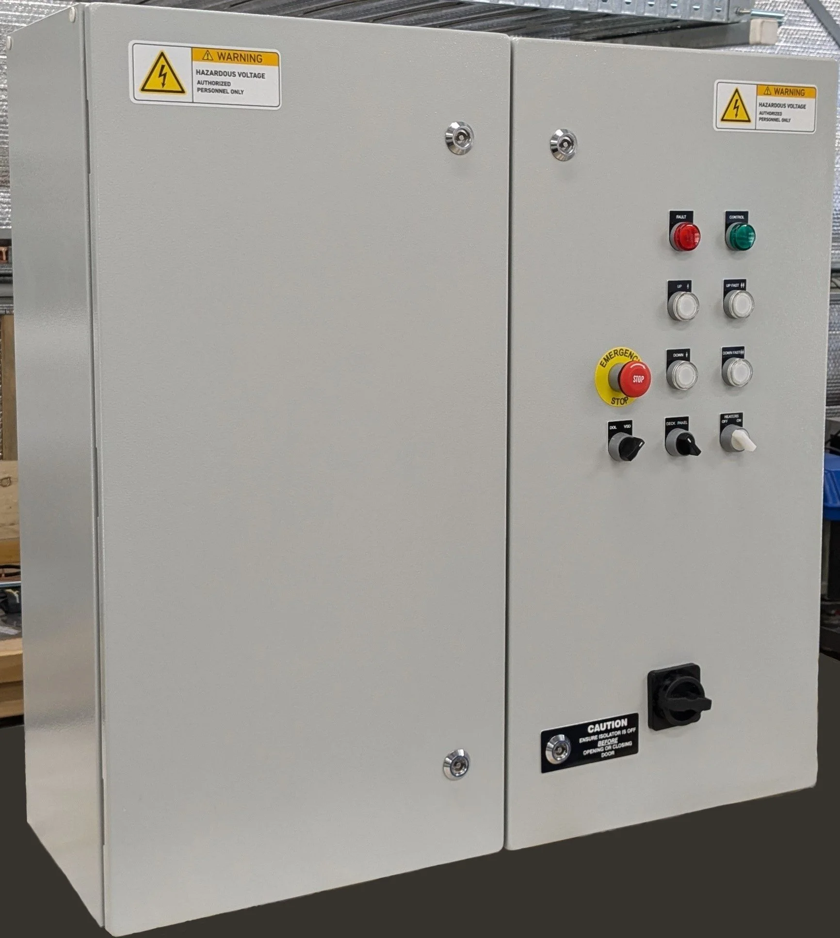 Double door control panel