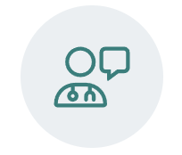 Icon of a person with a speech bubble