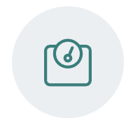Icon of a bathroom scale with a dial.