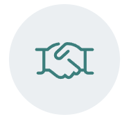 Icon of a handshake inside a circle