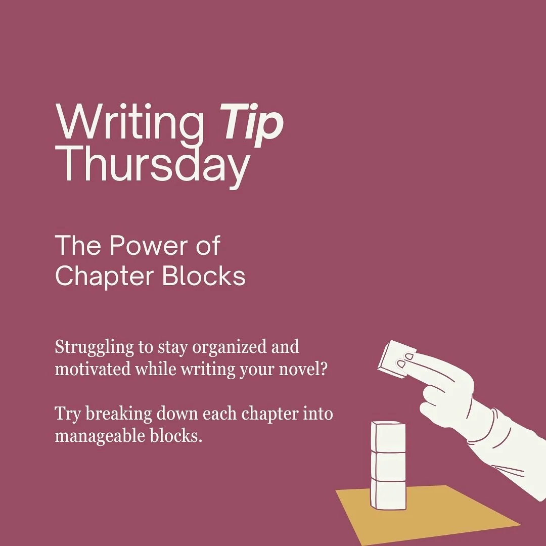 I&rsquo;m thinking of starting a little series to share writing tips for aspiring writers just beginning their journey! ✍️ 

Something that&rsquo;s really helped me, is the use of blocks. When planning a chapter, to avoid describing an insignificant 