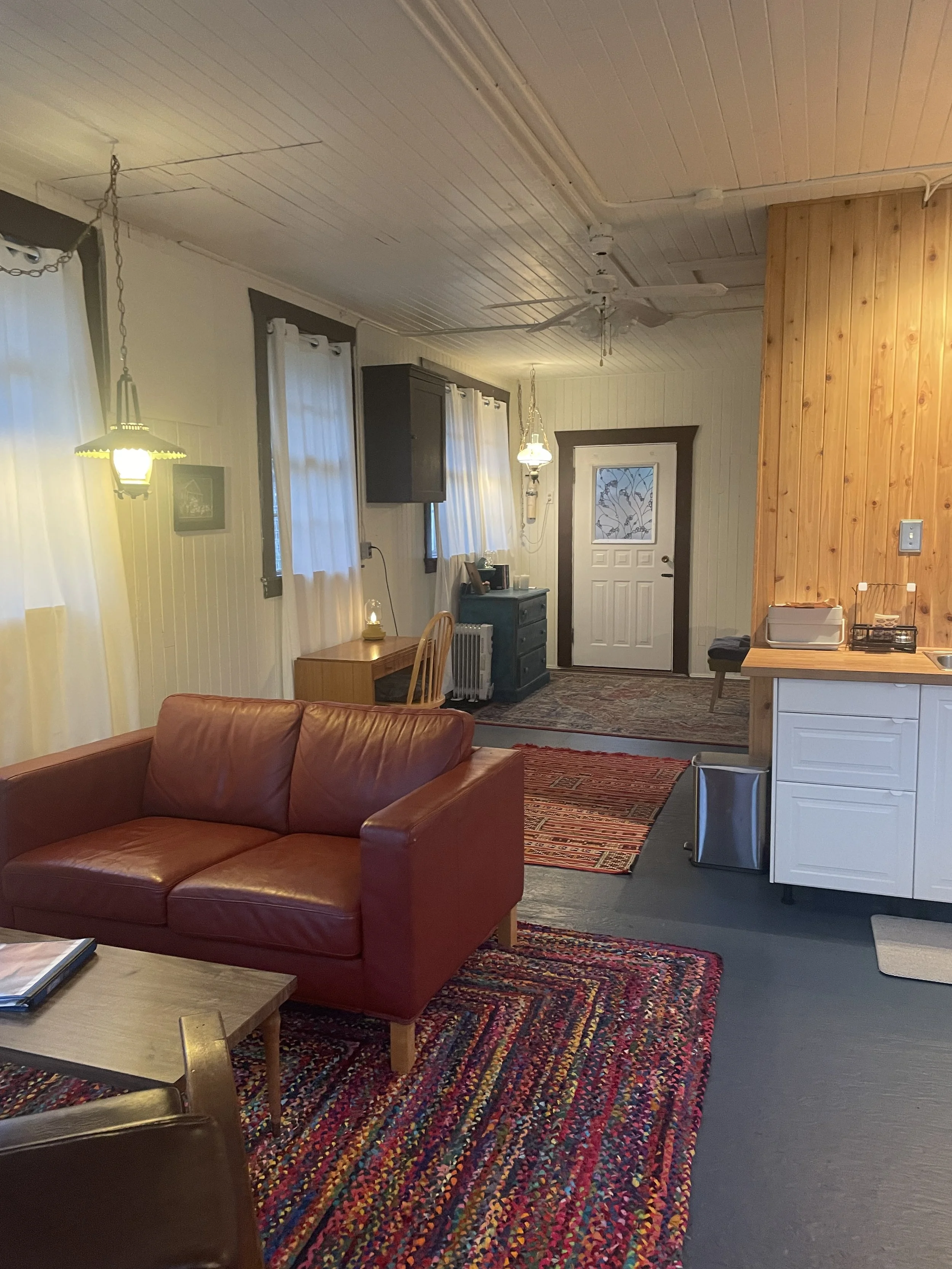 looking toward the back door of the cottage