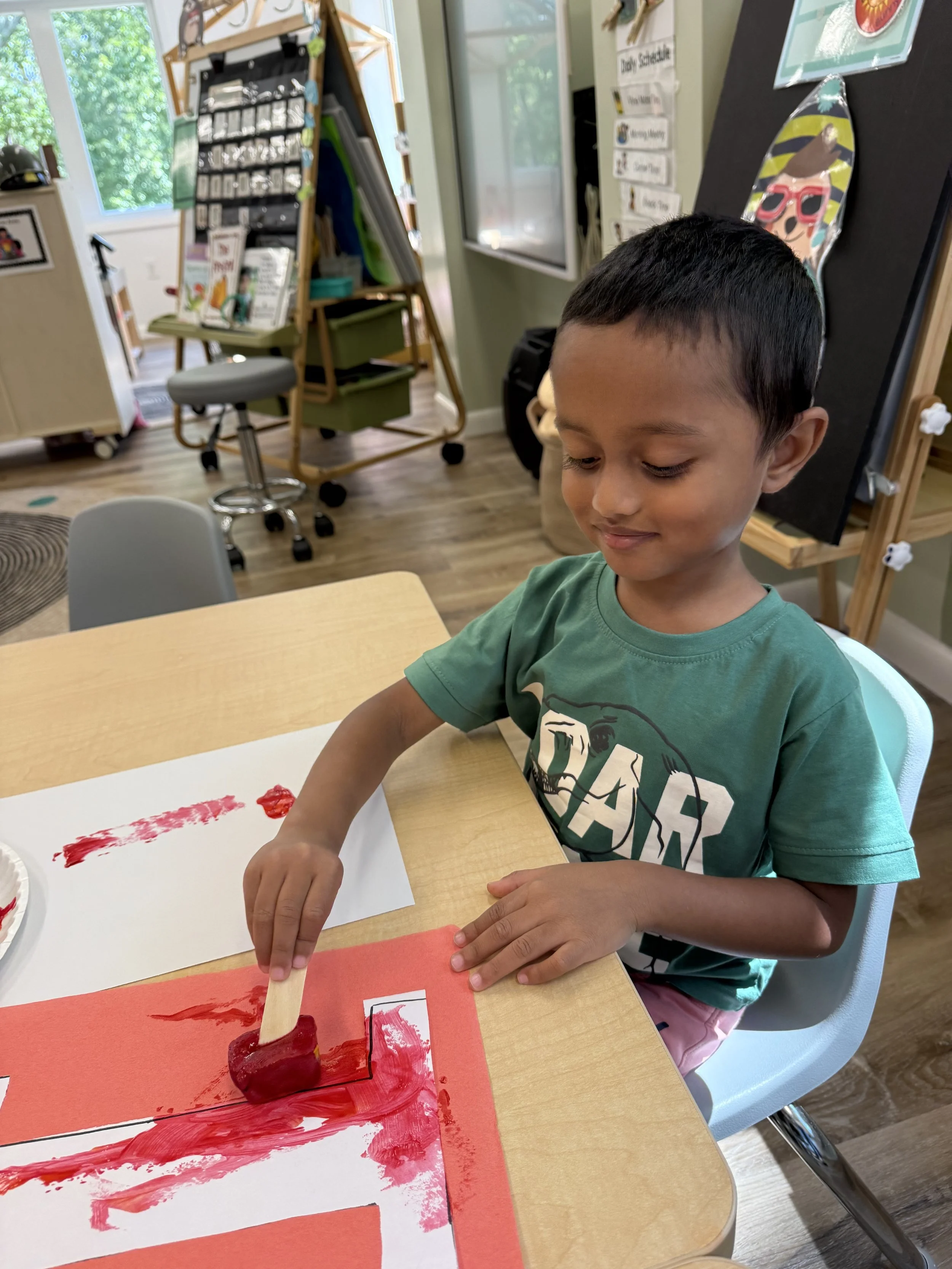 Literacy + Art - Painting the Letter I with Ice paint