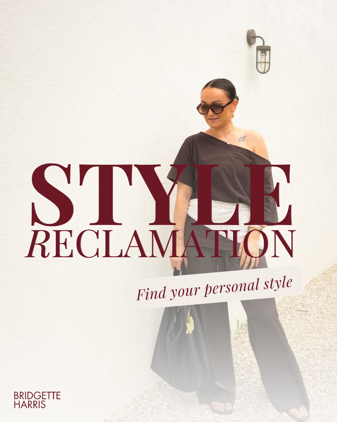 Book cover titled 'Style Reclamation' featuring a woman in trendy black clothing, black sunglasses, and a shoulder tattoo, standing against a white wall with a lantern-style light fixture.