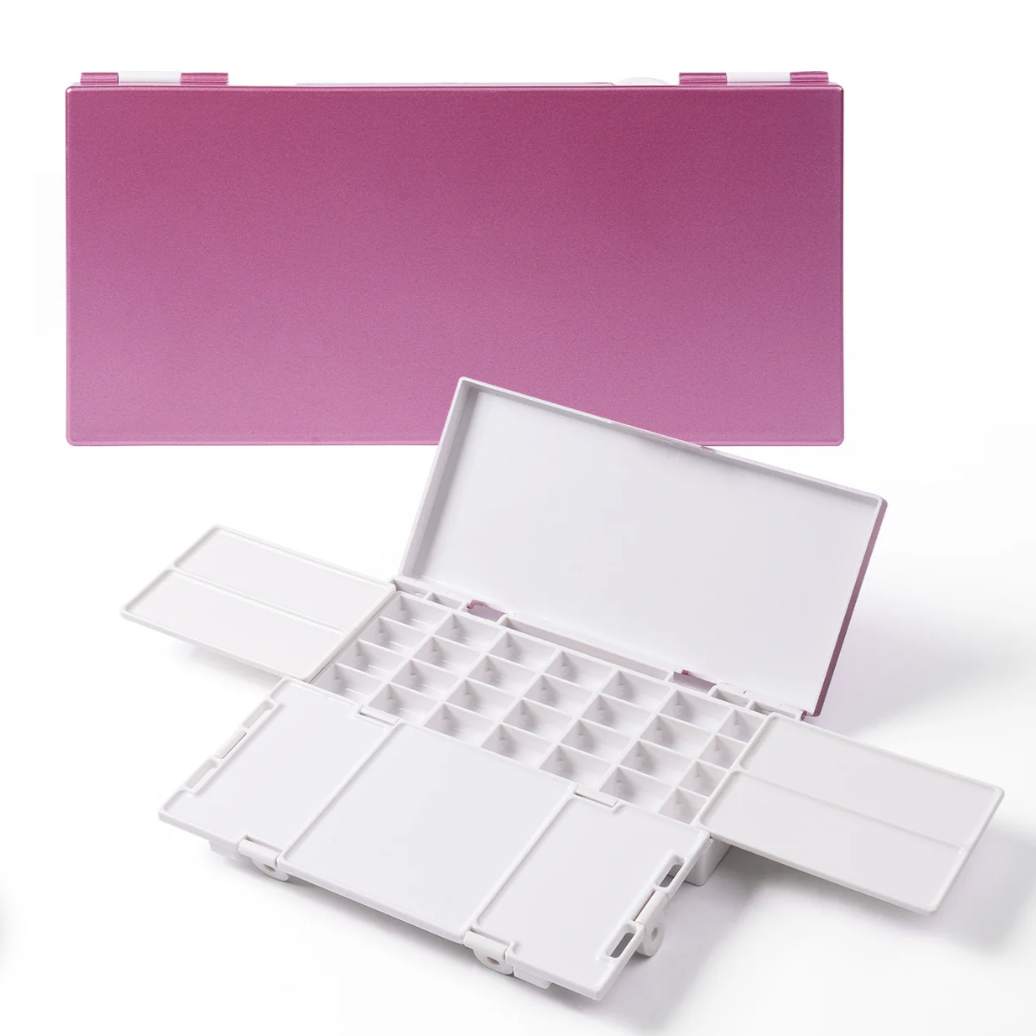 Fuumuui Airtight Paint Palette Tray: 28 Well Empty Watercolor Gouache Acrylic Palette with Lid Mixing Trays