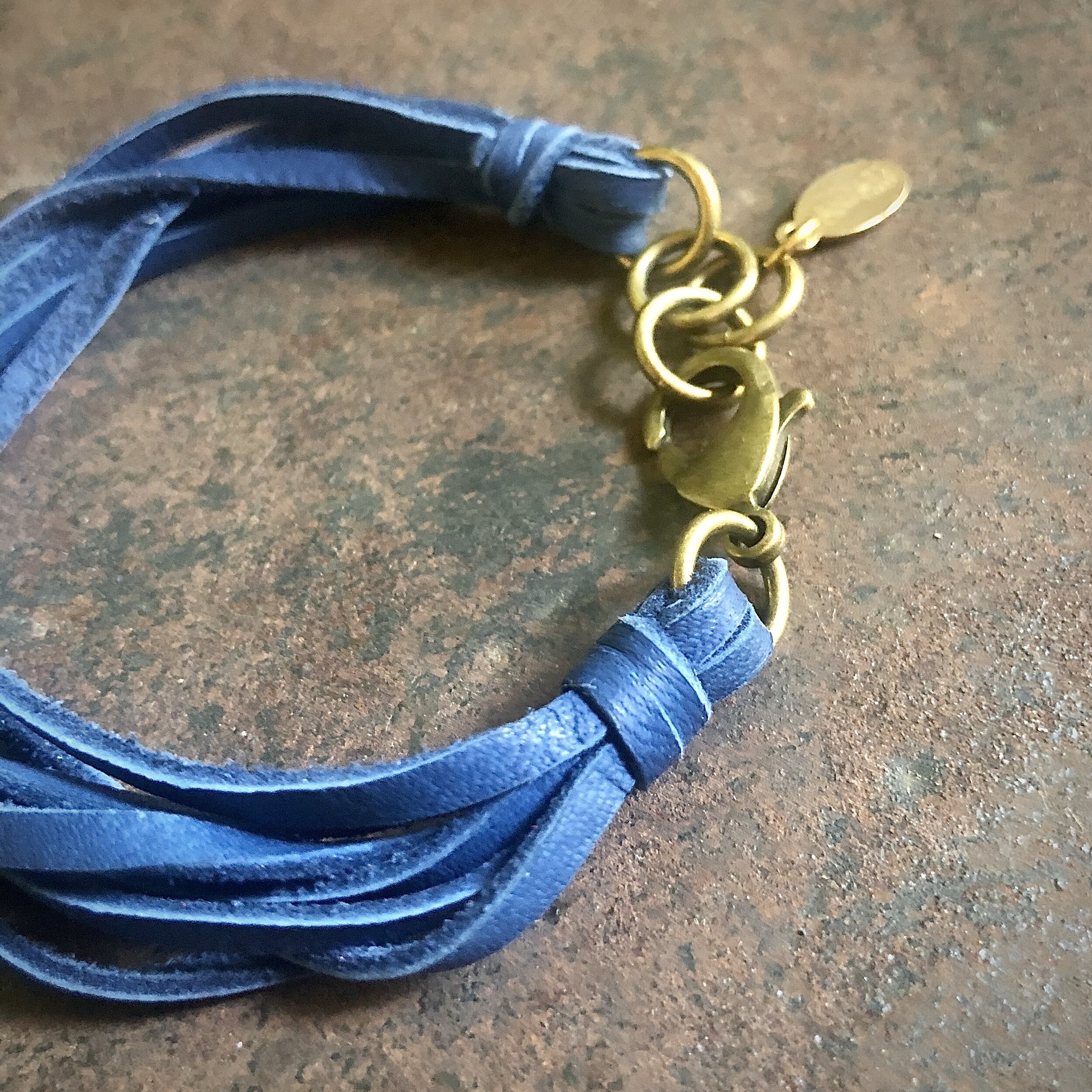 Multi Strand Leather Bracelet - Cadet Blue Brass 04.jpg