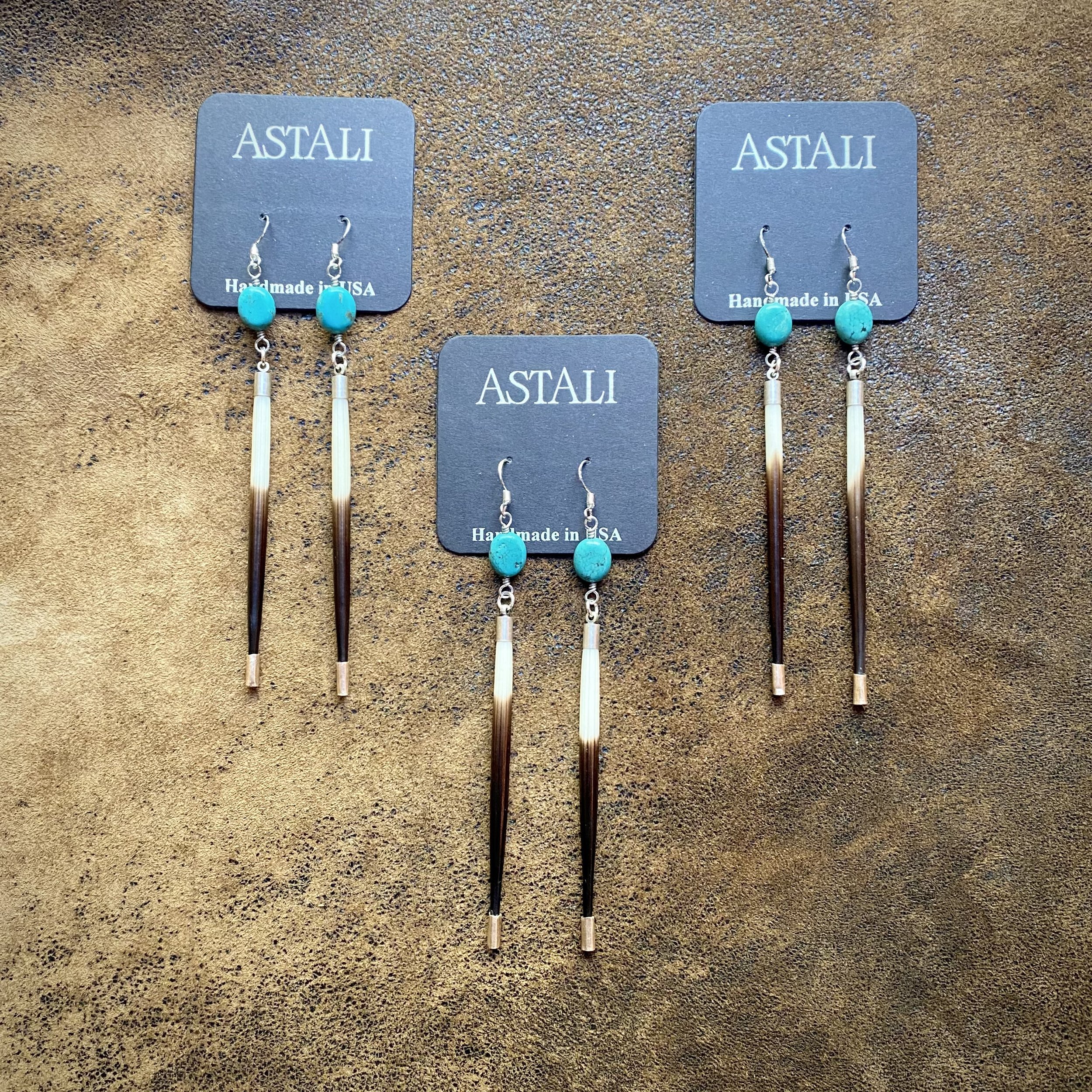 Porcupine Quill & Turquoise Earrings - Silver-12.jpg