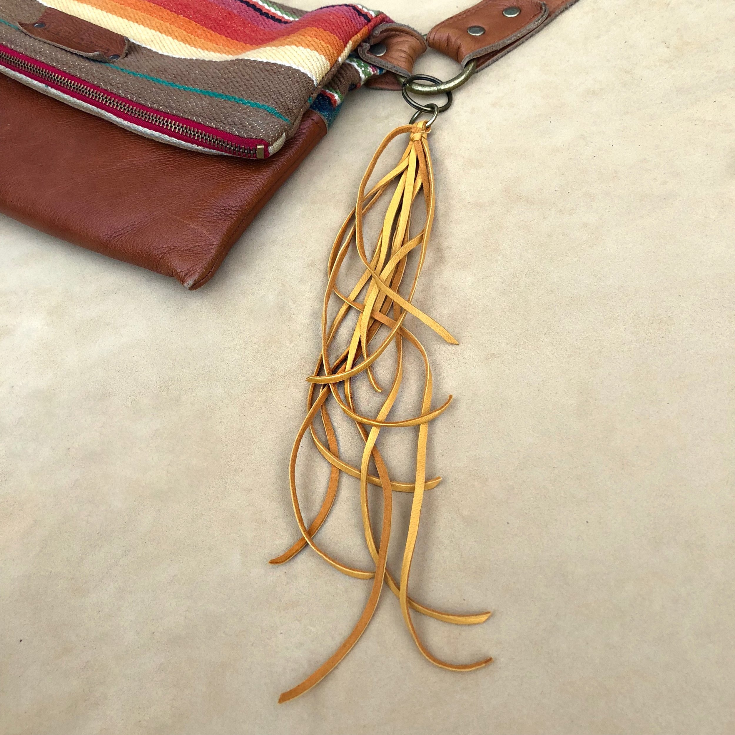 Leather Tassel Key Ring - Gold 03.jpg