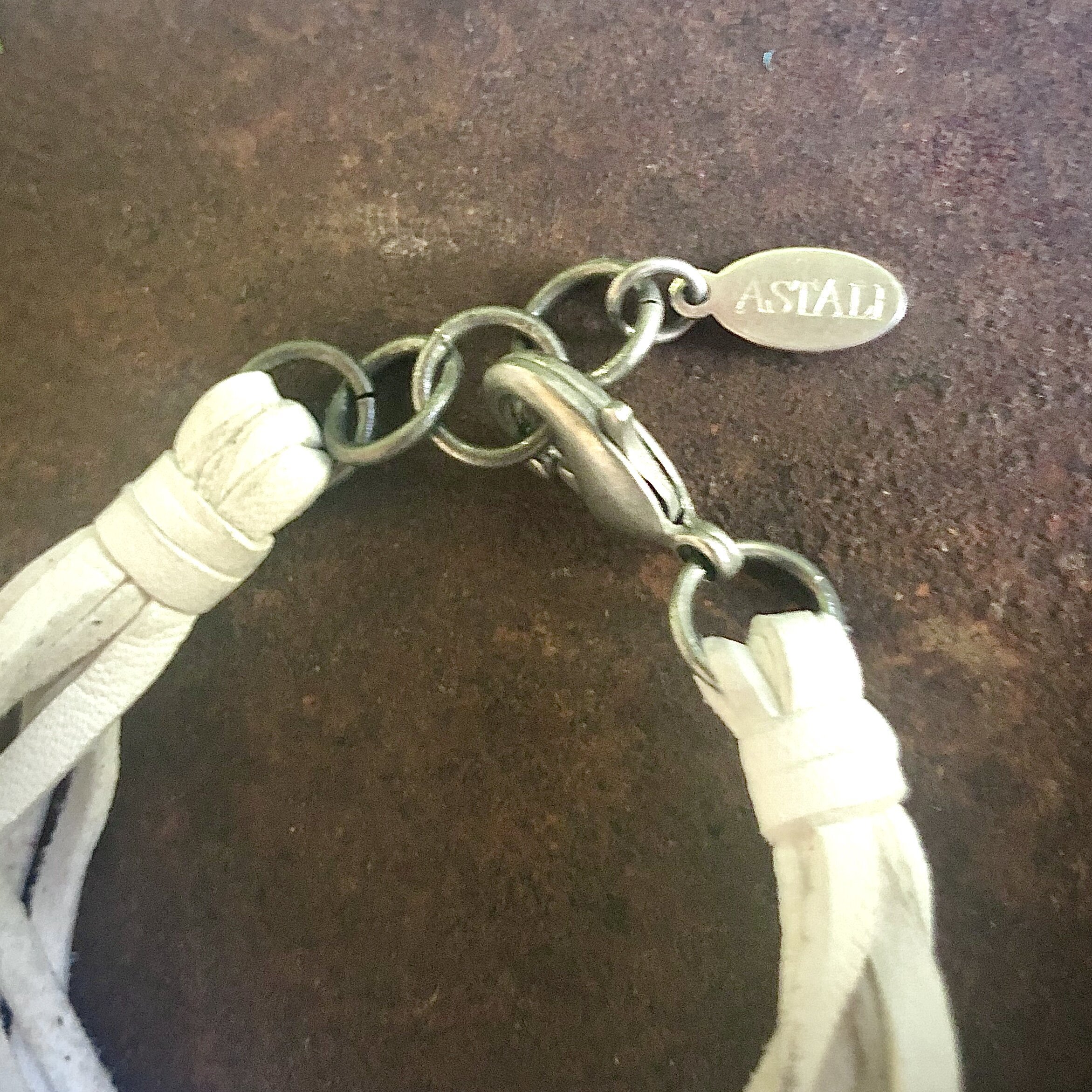 Multi Strand Leather Bracelet - White Silver 06.jpg