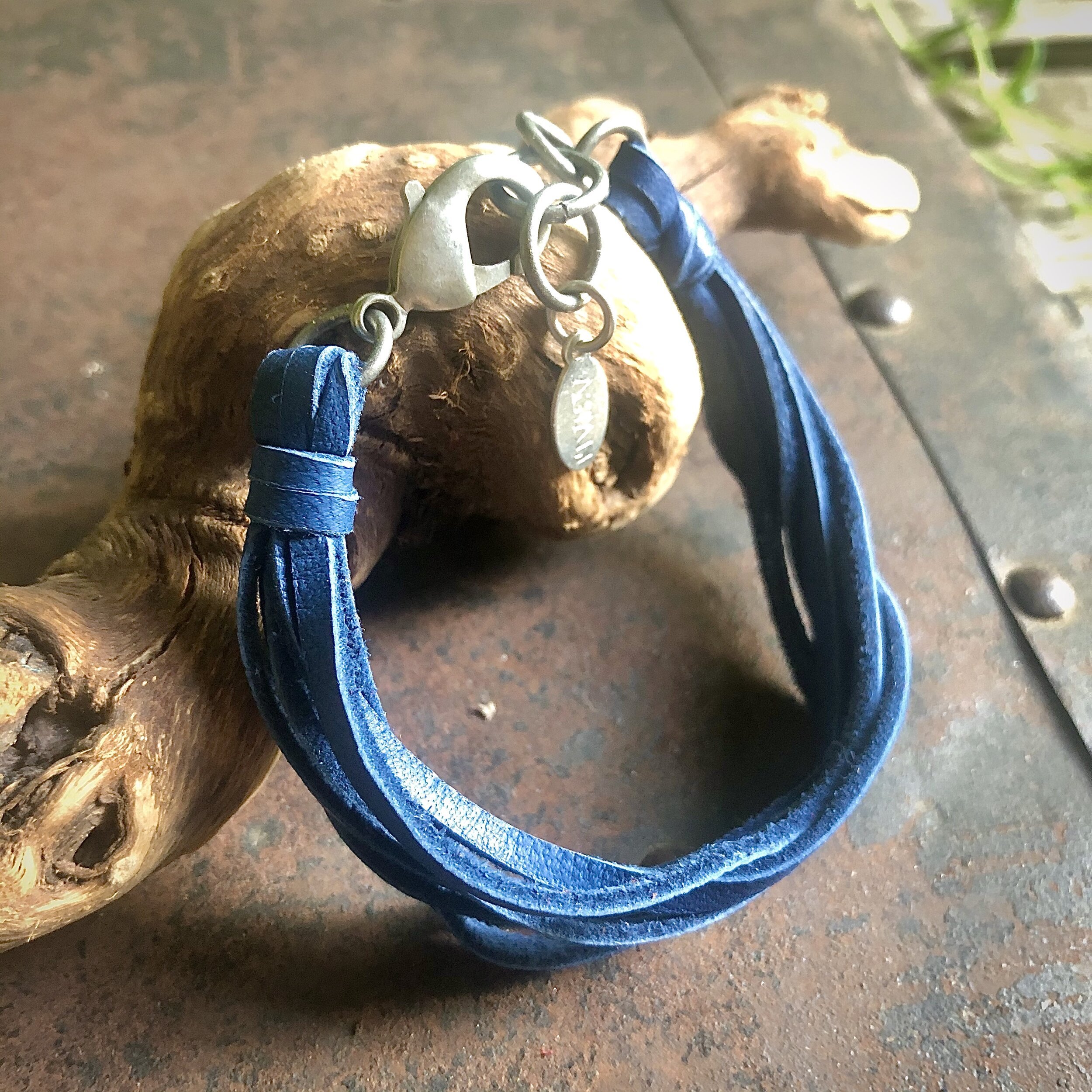 Multi Strand Leather Bracelet - Cadet Blue Silver 07.jpg