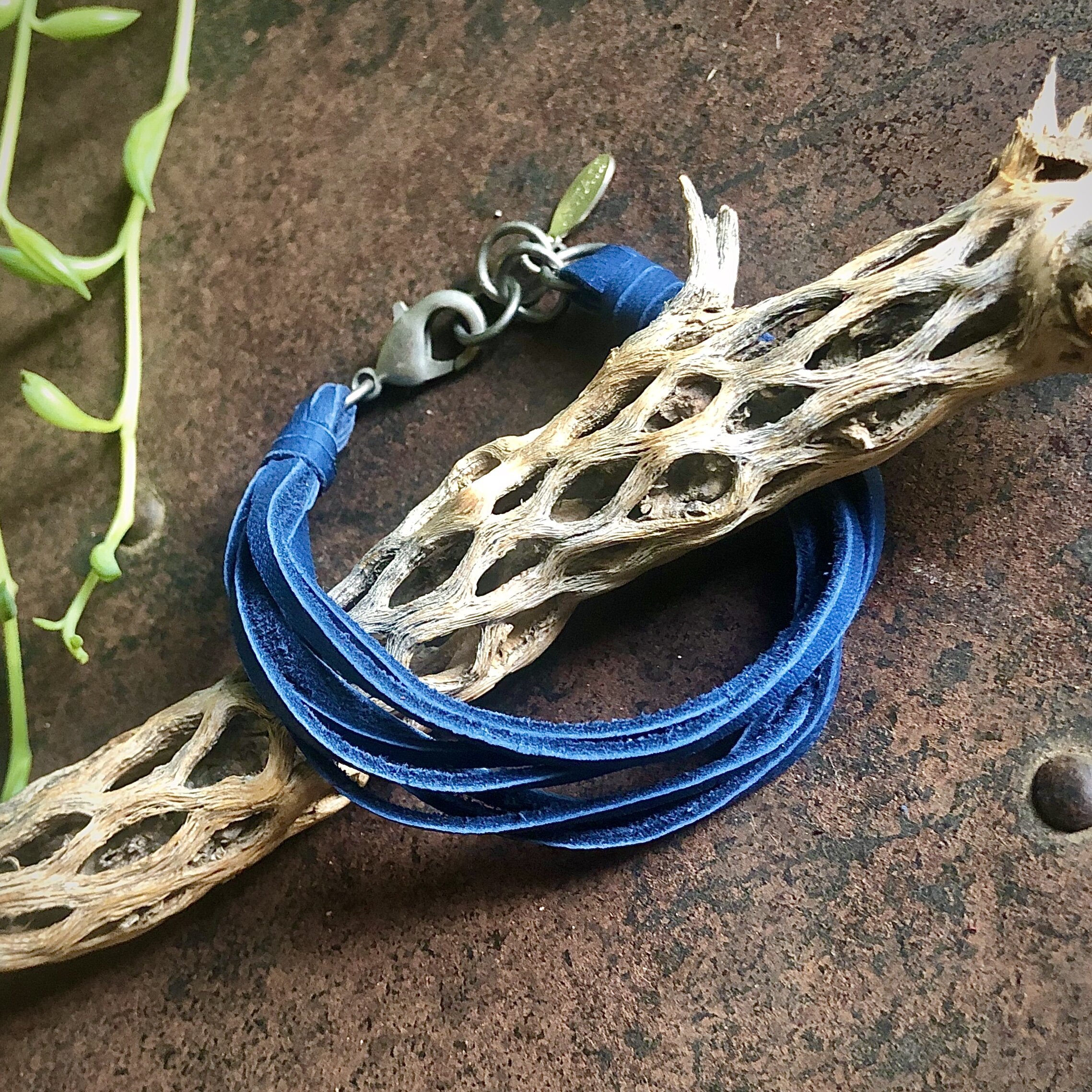 Multi Strand Leather Bracelet - Cadet Blue Silver 06.jpg