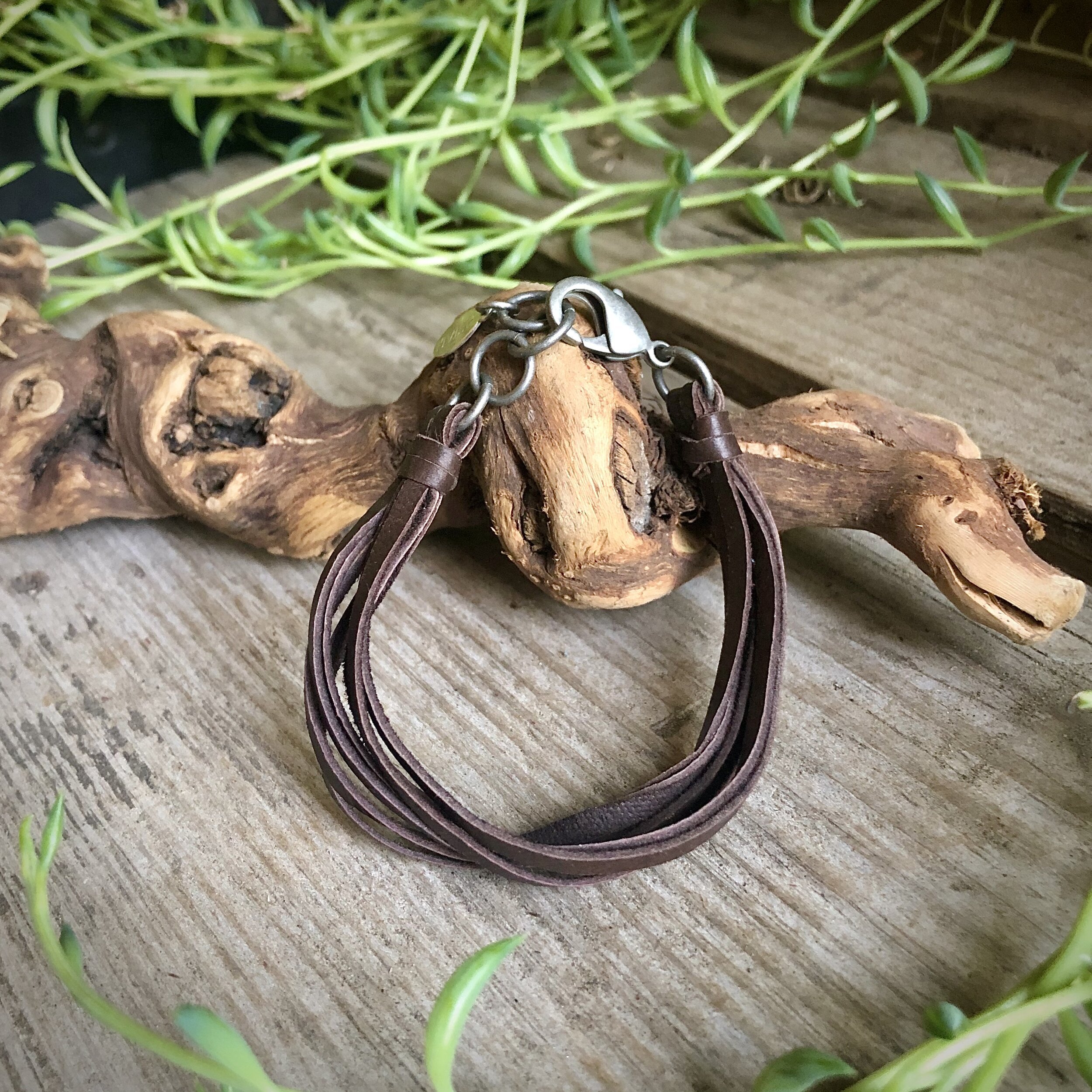 Multi Strand Leather Bracelet - Chocolate Silver 01.jpg