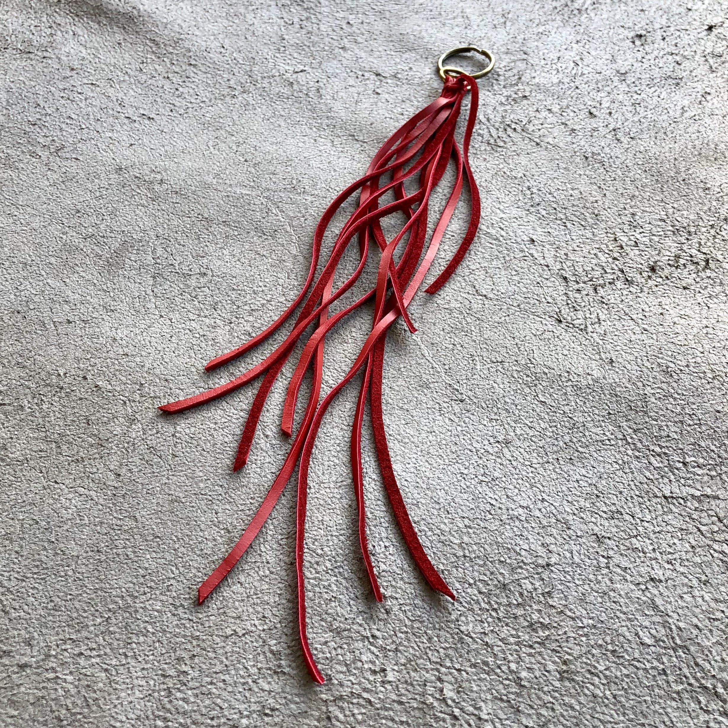 Leather Tassel Key Ring - Red 06.jpg