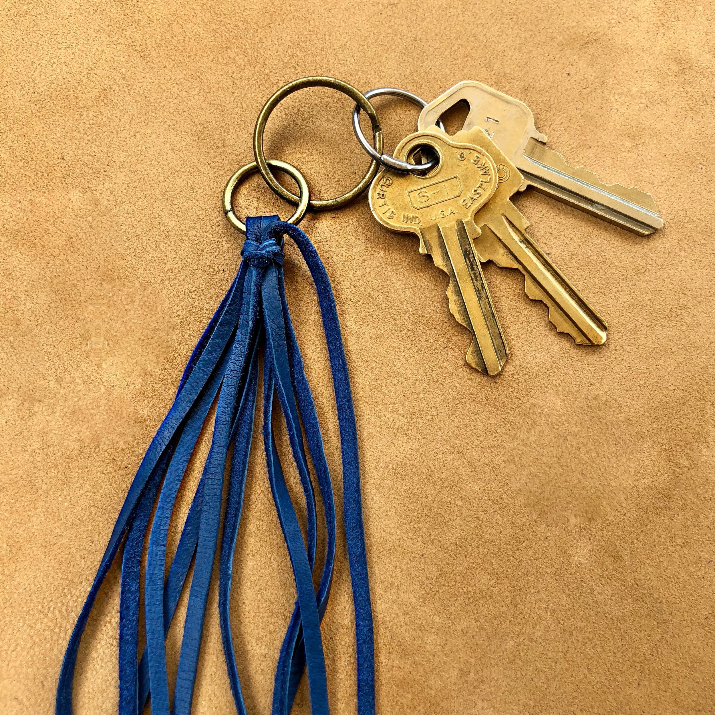 Leather Tassel Key Ring - Blue 05.jpg