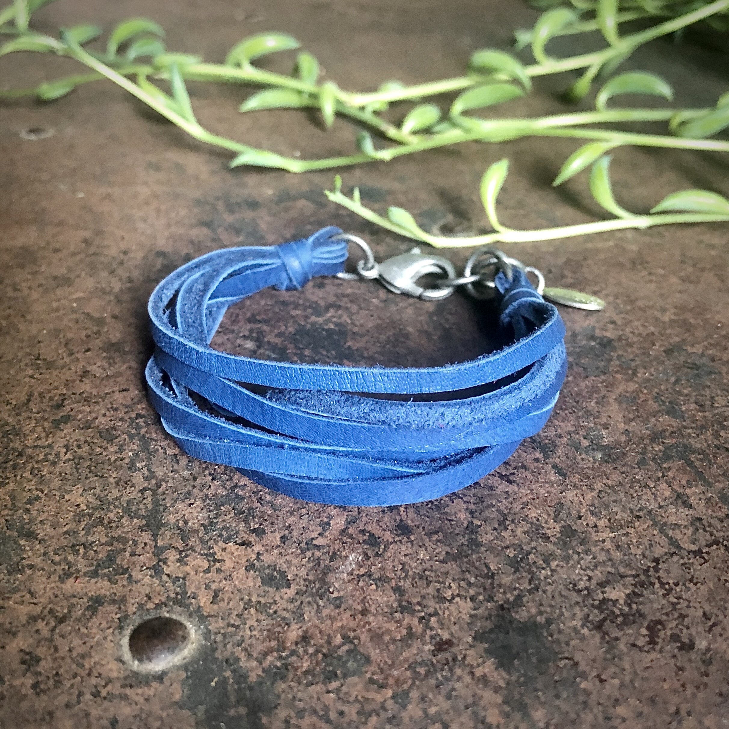 Multi Strand Leather Bracelet - Cadet Blue Silver 16.jpg