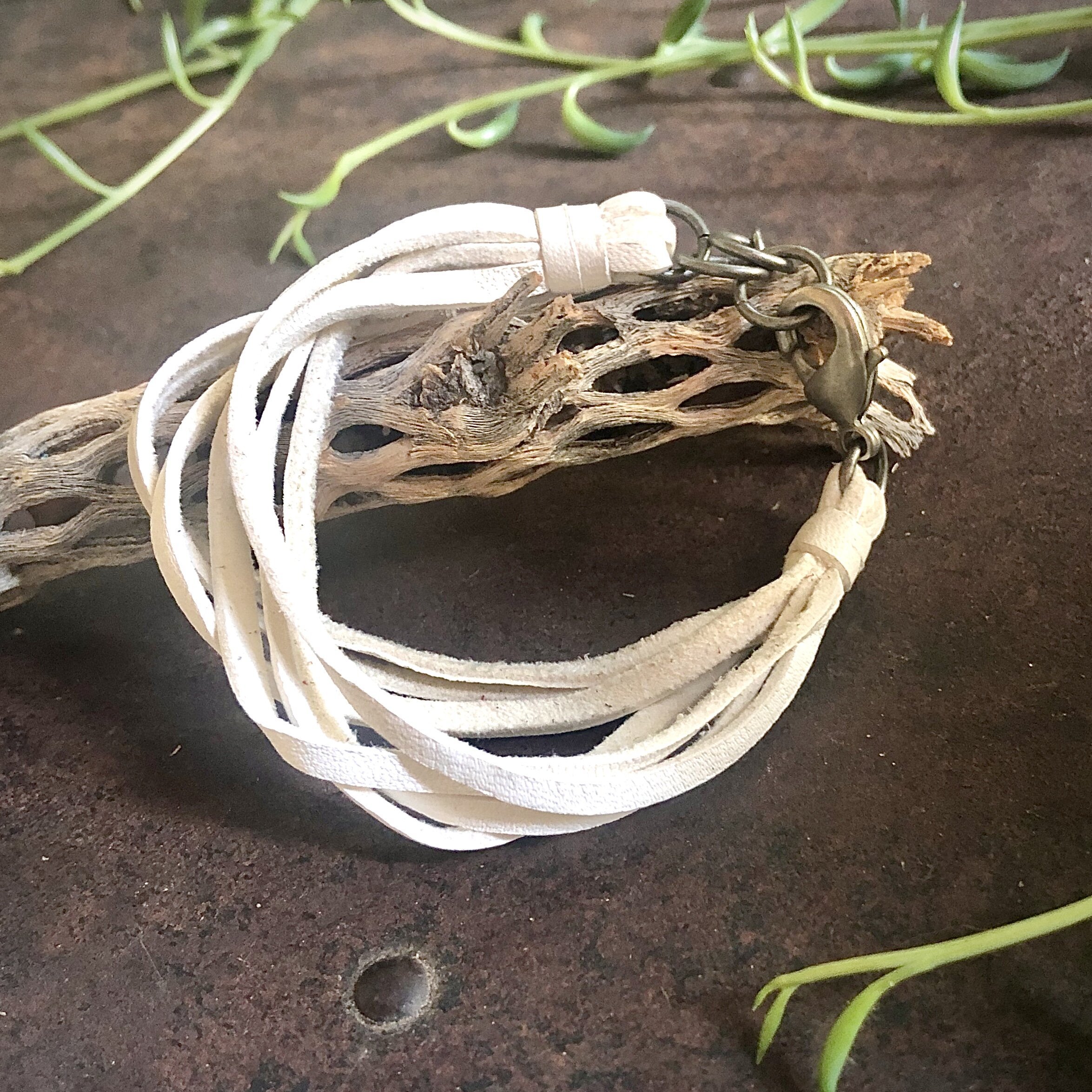 Multi Strand Leather Bracelet - White Silver 03.jpg
