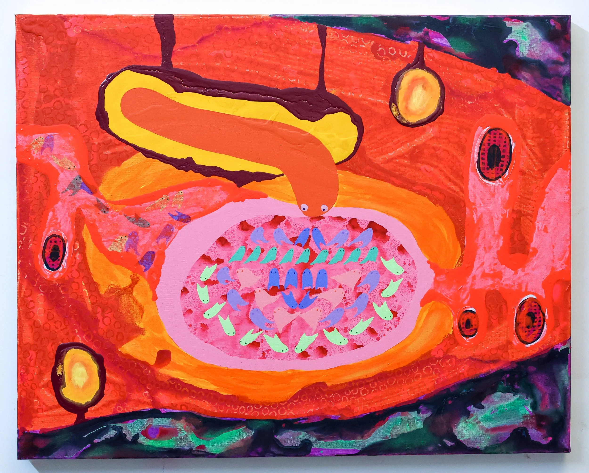 Ghost Line Dancing Night on Tequila Island / 2025 / Acrylic and oil on canvas / 24 X and 30 inches