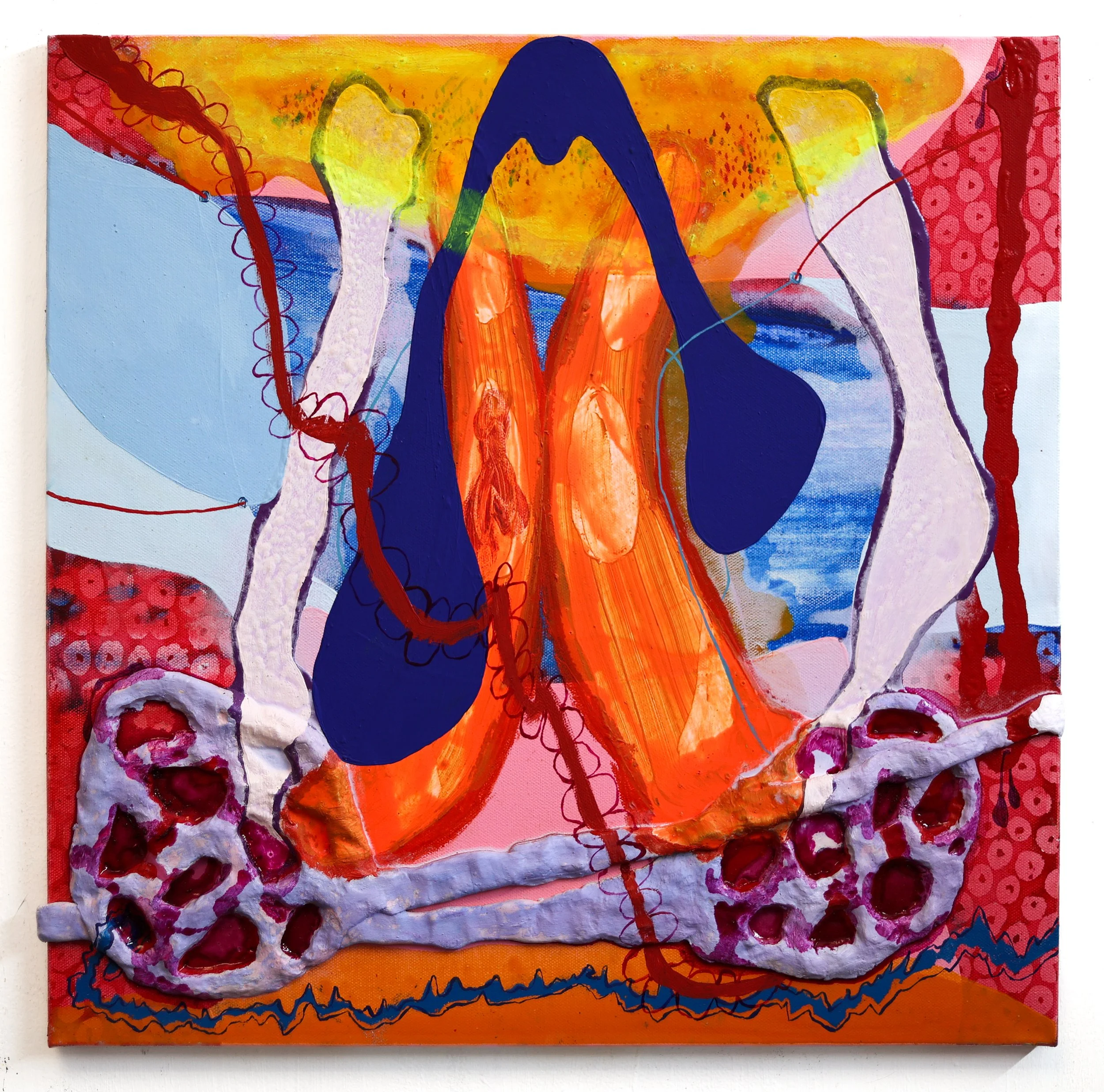 Orange I / 2026 / Acrylic, epoxy, and oil on canvas / 20 X 20 inches