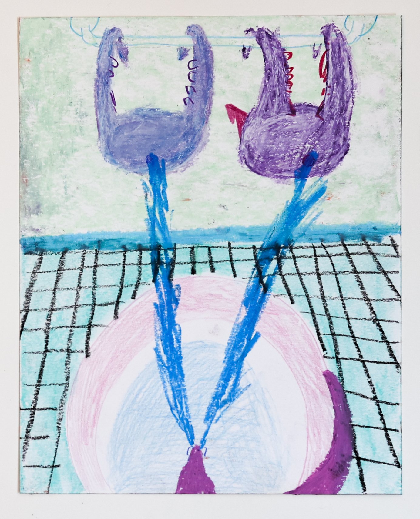 Dual Bidet / 2026 / Oil pastel, chalk pastel, colored pencil on paper / 10 X 8 inches
