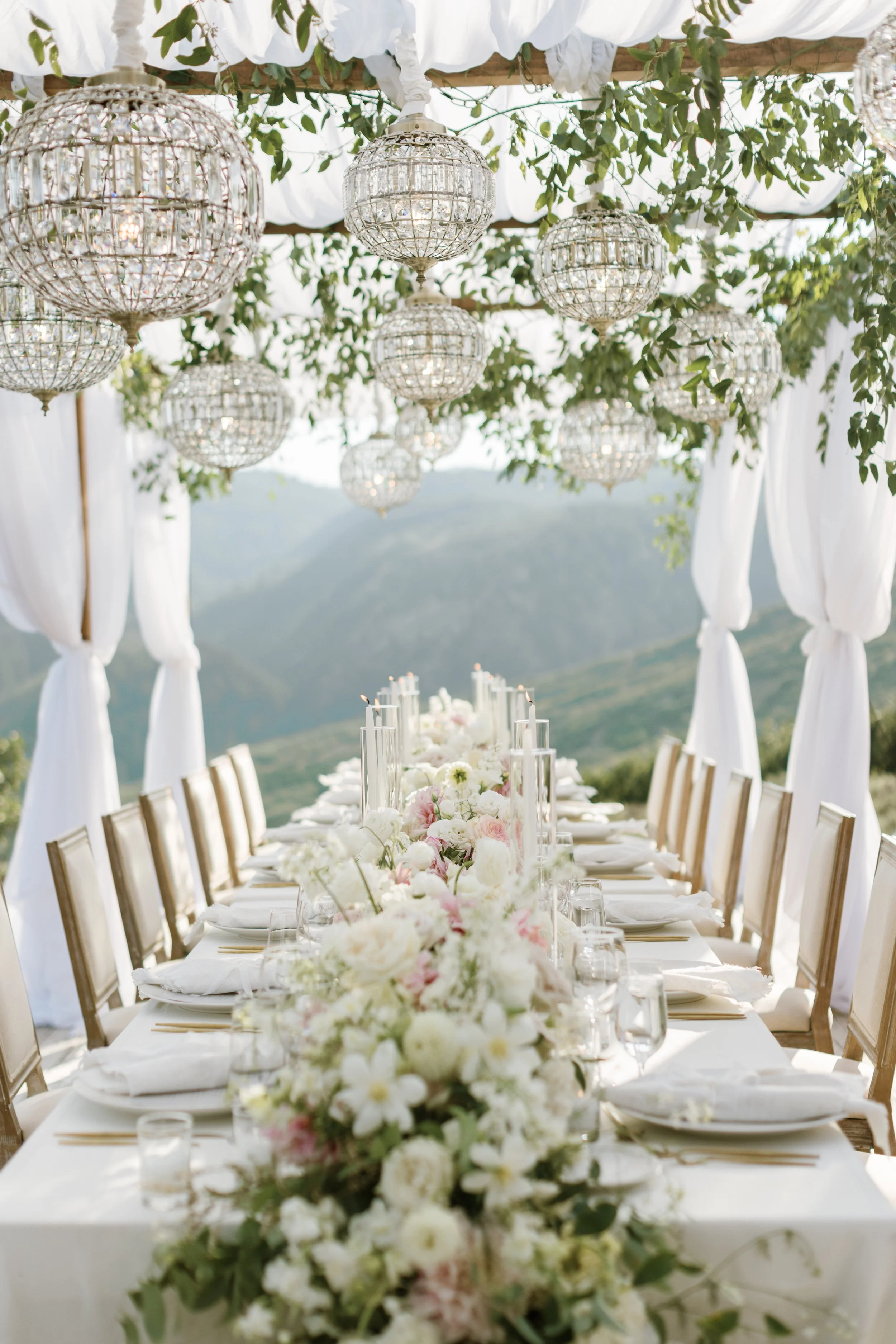 Crystal Globe Chandeliers - Photography by Kate Osborne