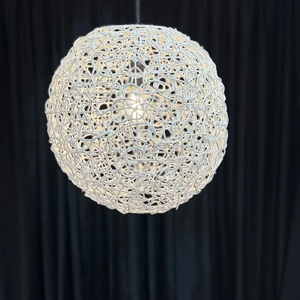 White Round Wicker Ball - 16” x 16”