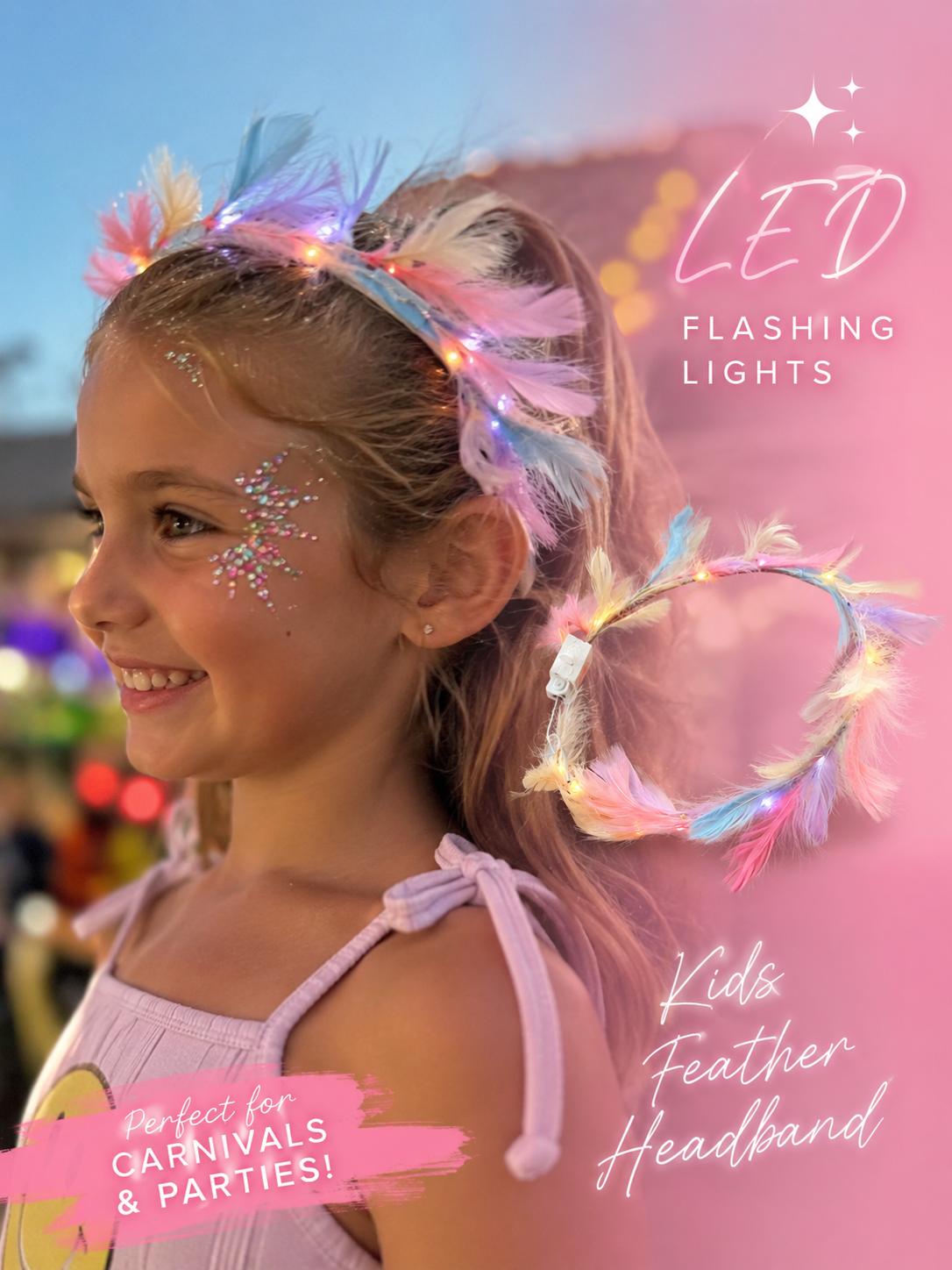 LED Light Up Feather Headband