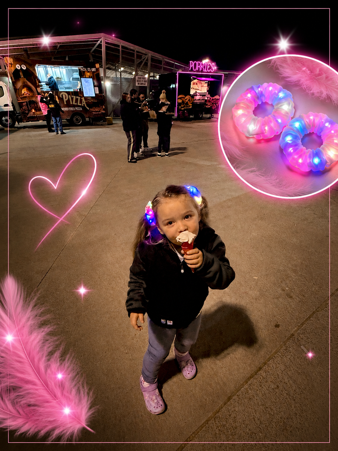 LED Scrunchies Pink x2