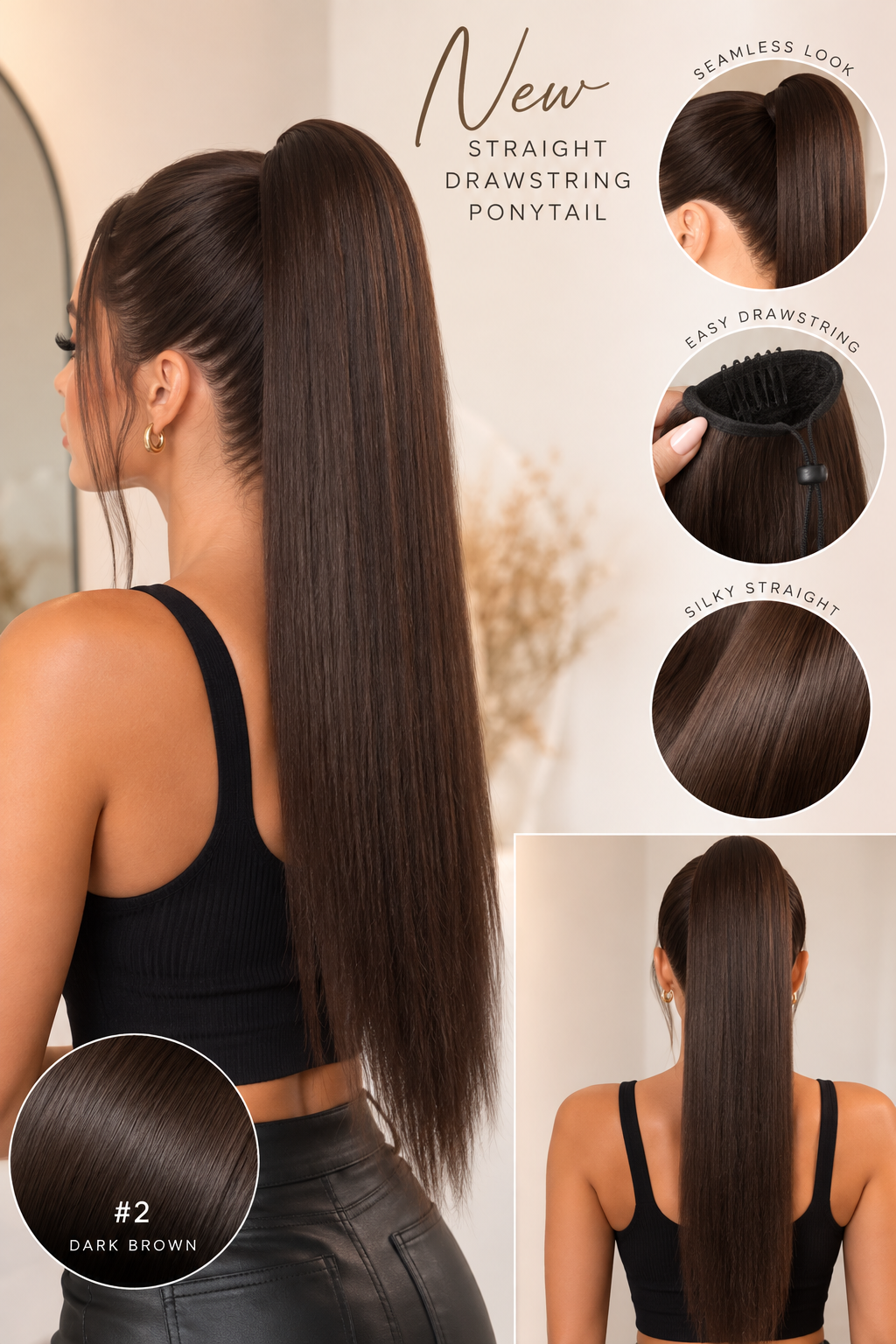 Darkest Brown #2 Straight 28"