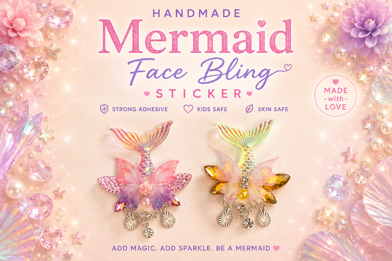 Mermaid Face Gems x2