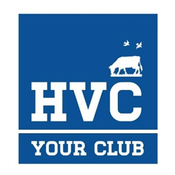 Logo featuring a blue background with the text 'HVC' in large white letters, a silhouette of a cow and birds above, and 'YOUR CLUB' below.