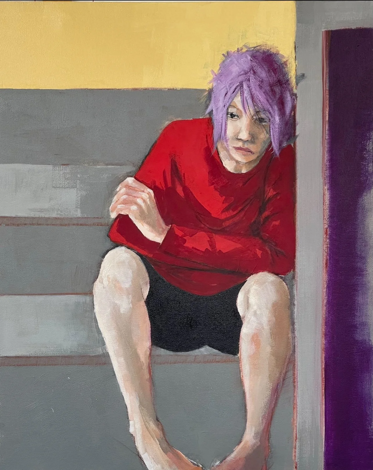 Girl with the Read Sweater,
24 by 30 in,
Acrylic on Canvas,
SOLD
