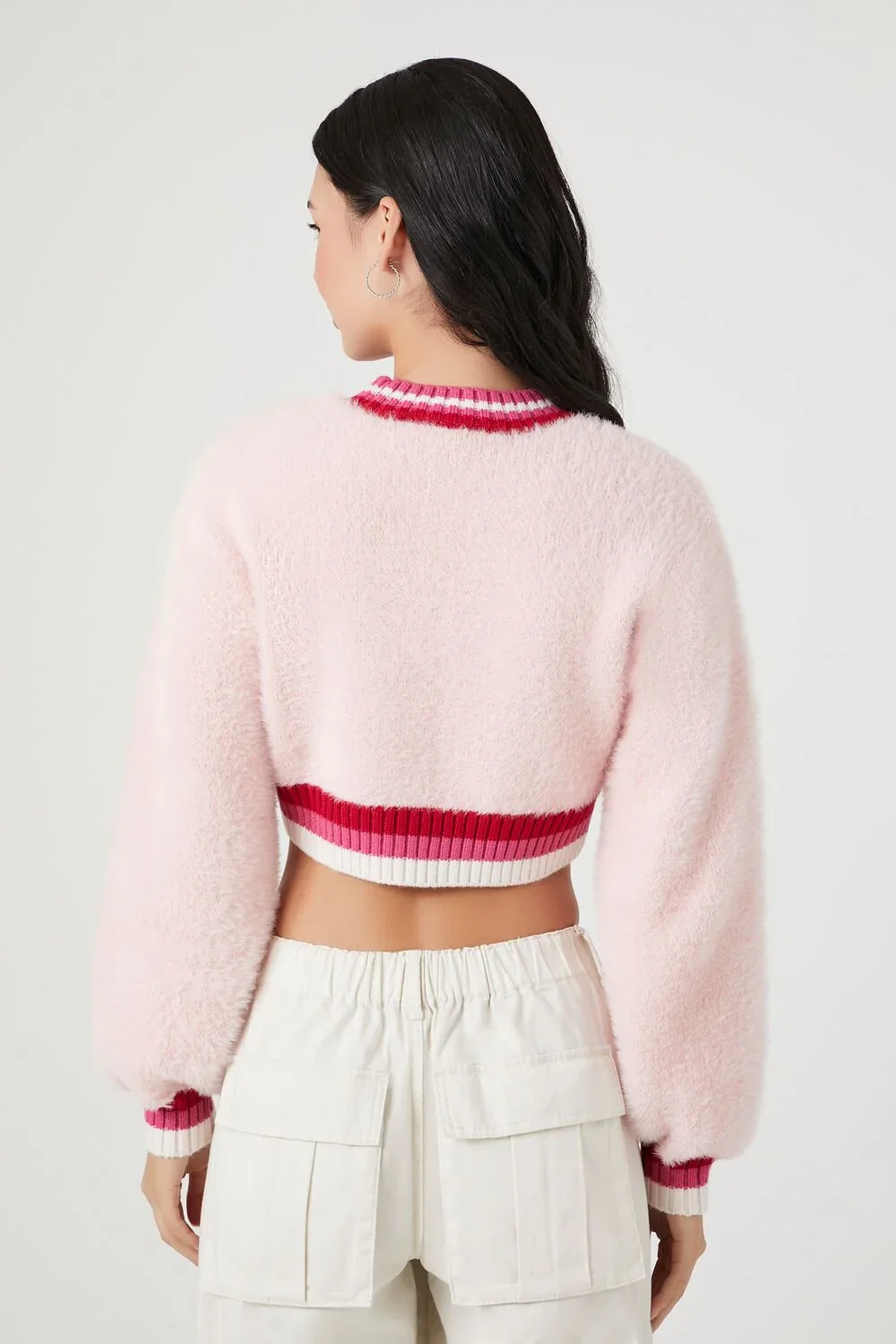 Cropped Fuzzy Knit Sweater