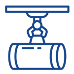 A close-up of a mechanical device or tool with a circular component, possibly a clamp or vise.