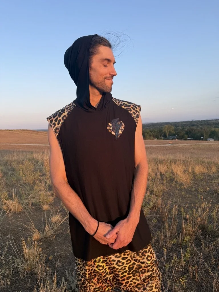 Holo Leopard Cap Sleeve Hooded Top