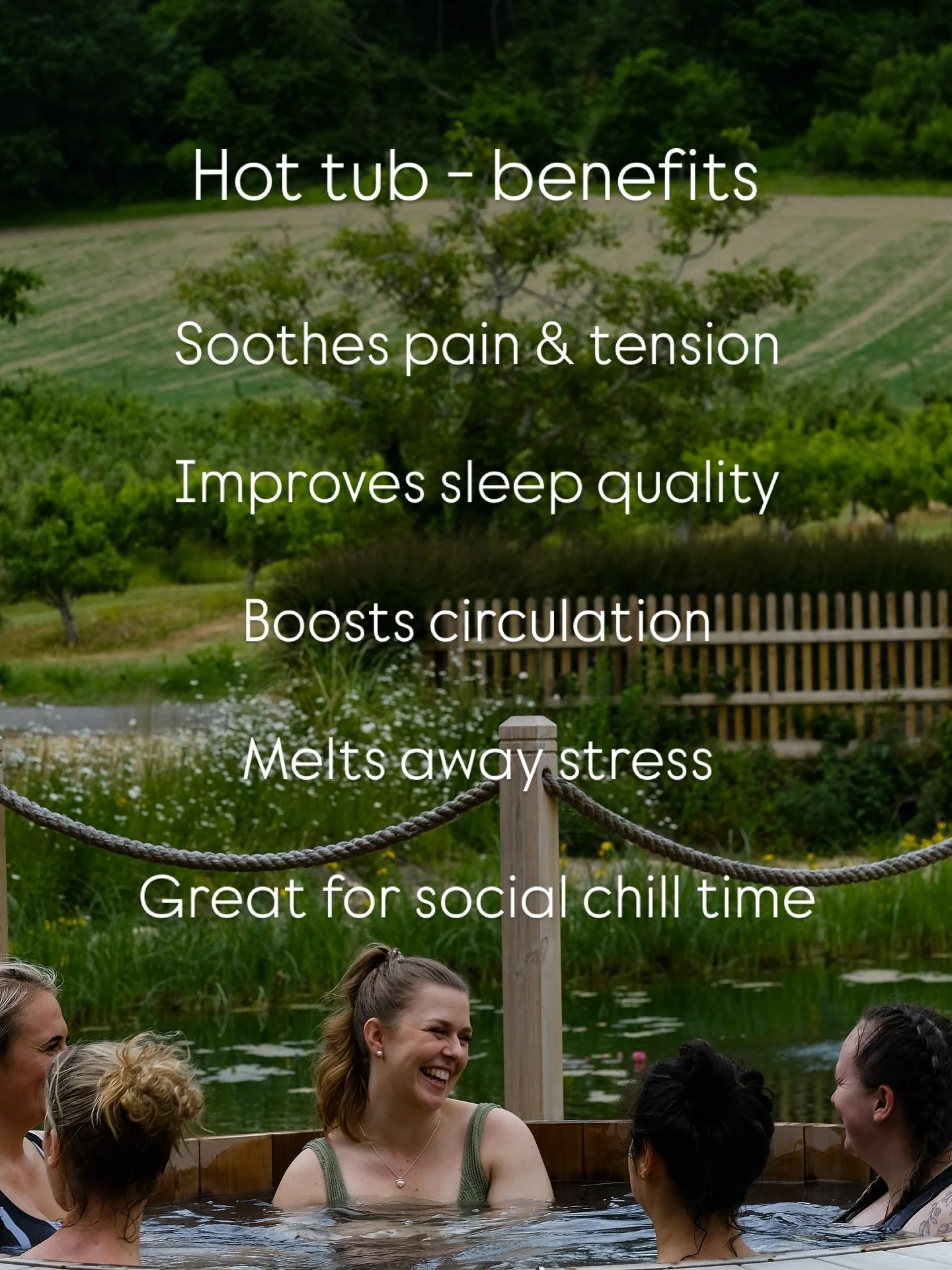 🔥 Heat. ❄️ Cold. 💧 Chill.

Sweat it out in the sauna, awaken your senses in the cold plunge, and unwind in the hot tub.
Three rituals &mdash; one goal: recovery, balance, and a better you. 💪✨

🌿 &pound;60 for 4 people / 60 mins
💦 &pound;90 for 9